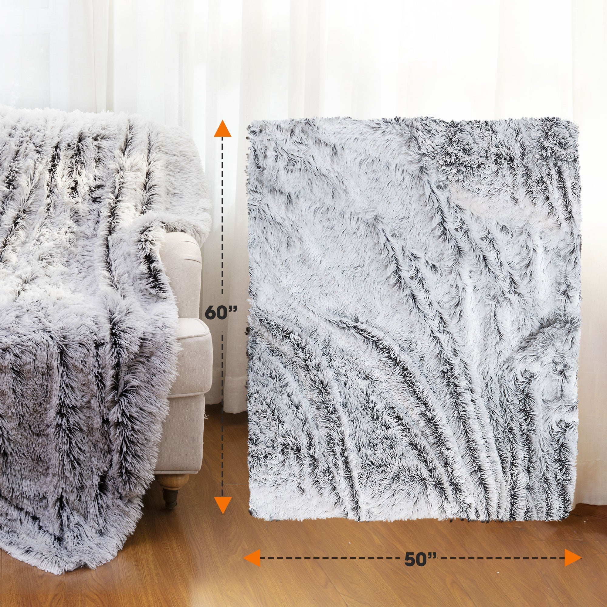 Cheer Collection Reversible Faux Fur Accent Throw Blanket - Image 33