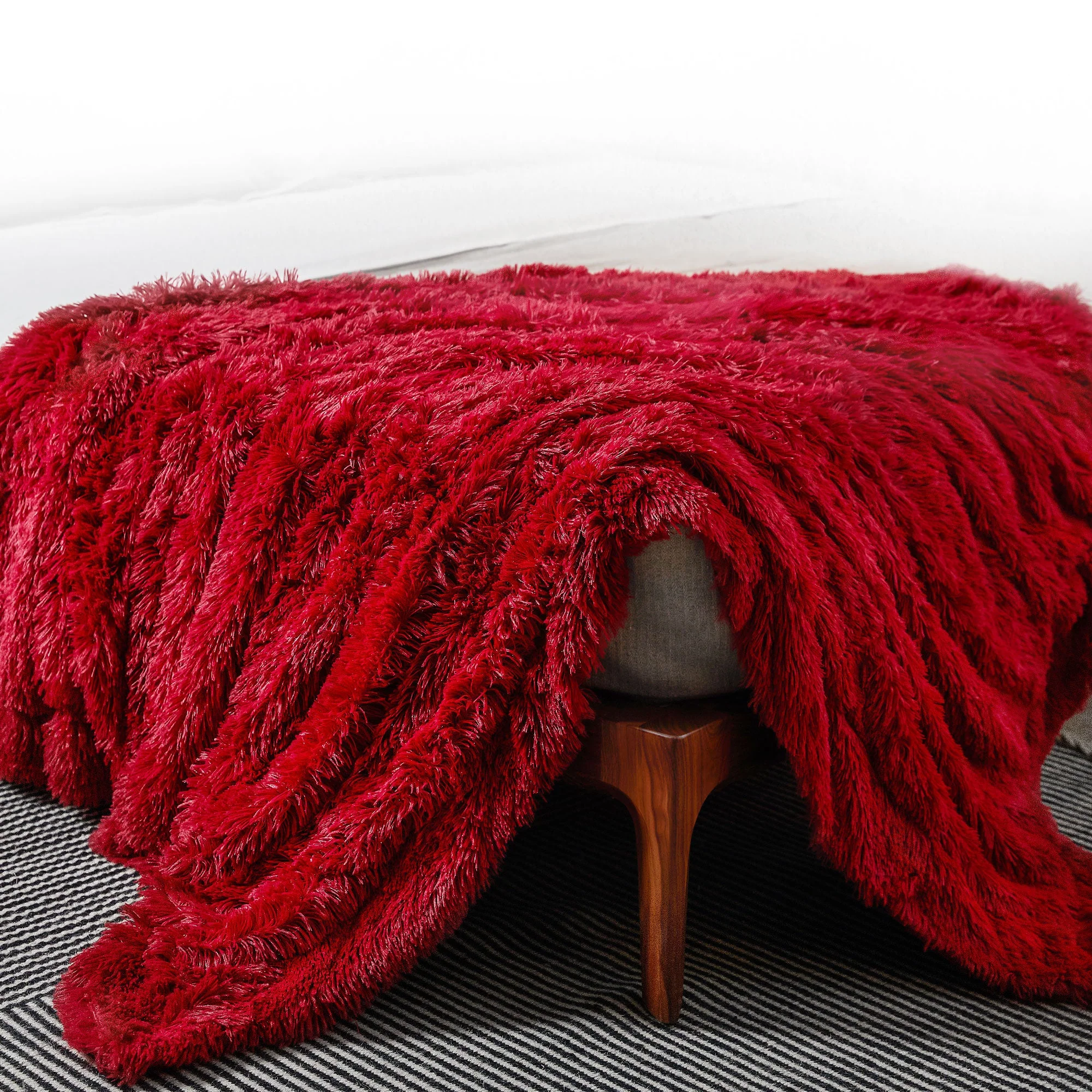 Cheer Collection Reversible Faux Fur Accent Throw Blanket - Image 41