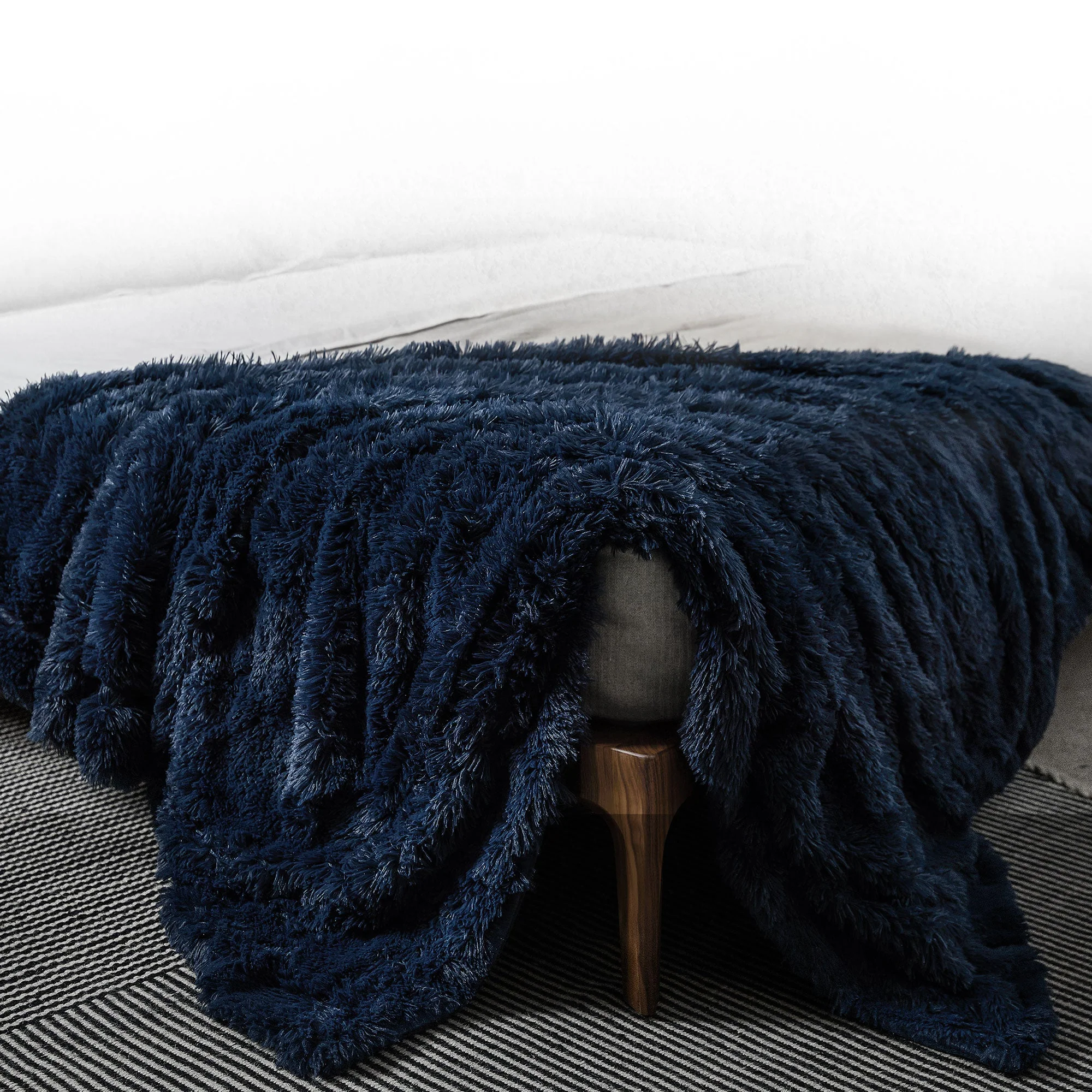 Cheer Collection Reversible Faux Fur Accent Throw Blanket - Image 47