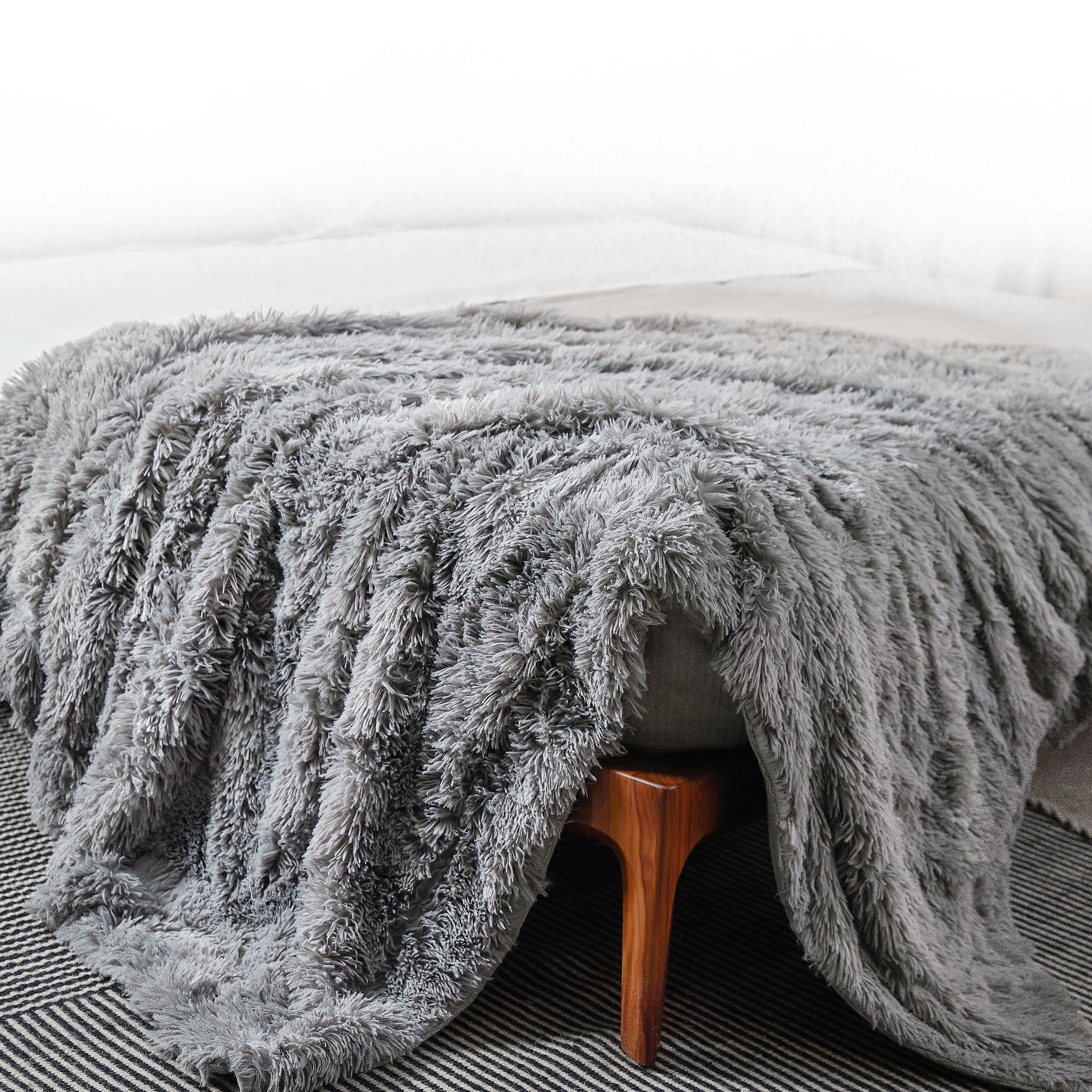 Cheer Collection Reversible Faux Fur Accent Throw Blanket - Image 65