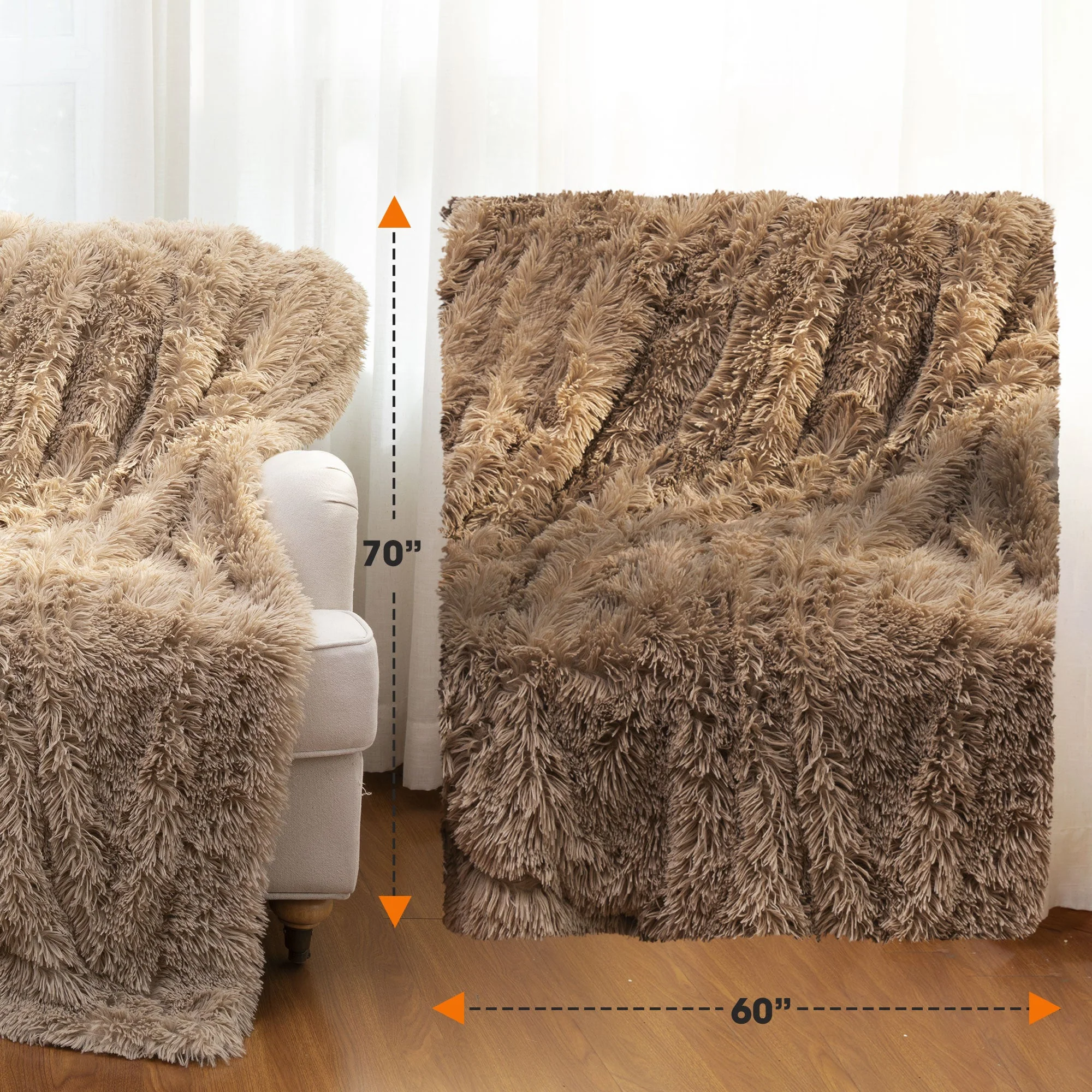Cheer Collection Reversible Faux Fur Accent Throw Blanket - Image 70