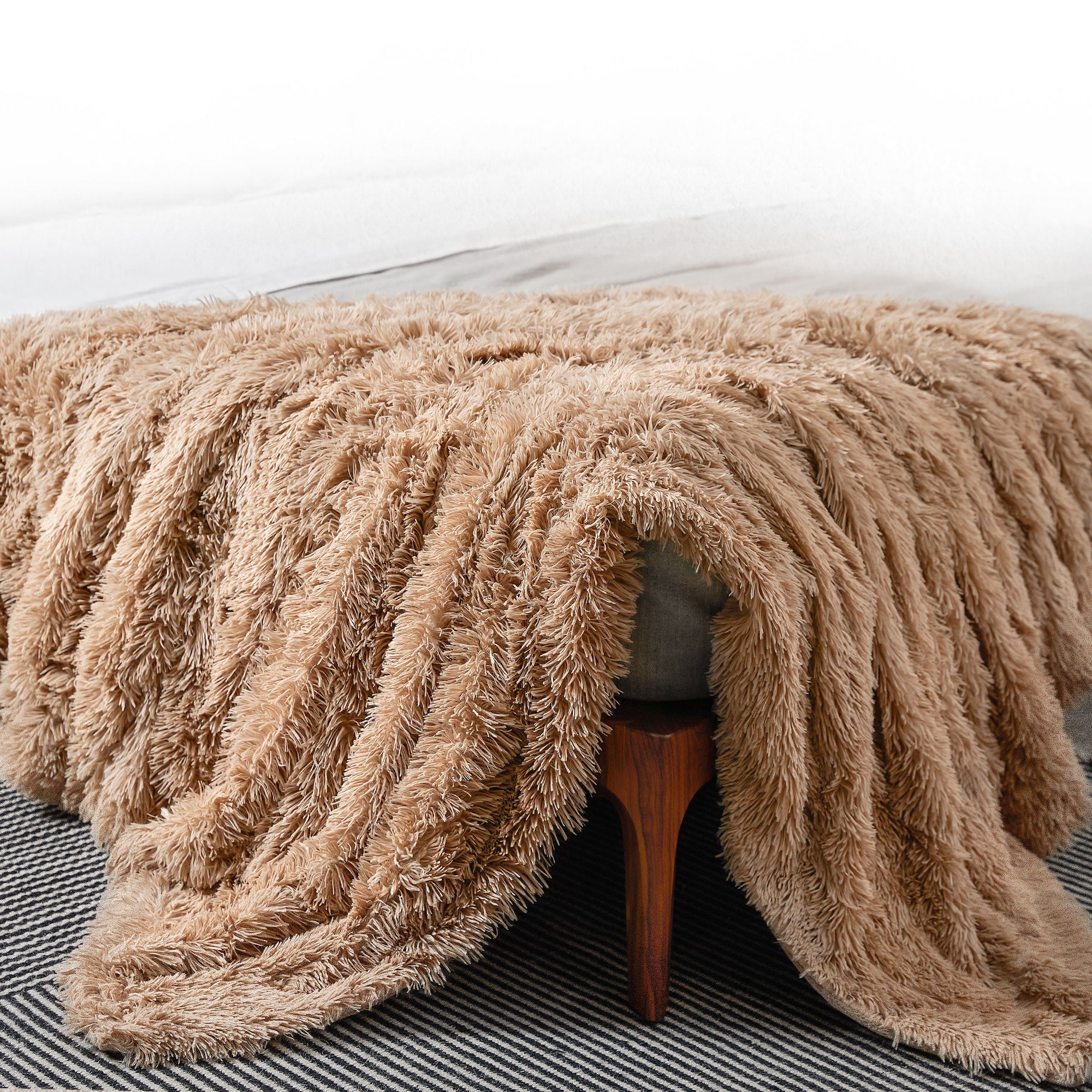 Cheer Collection Reversible Faux Fur Accent Throw Blanket - Image 71
