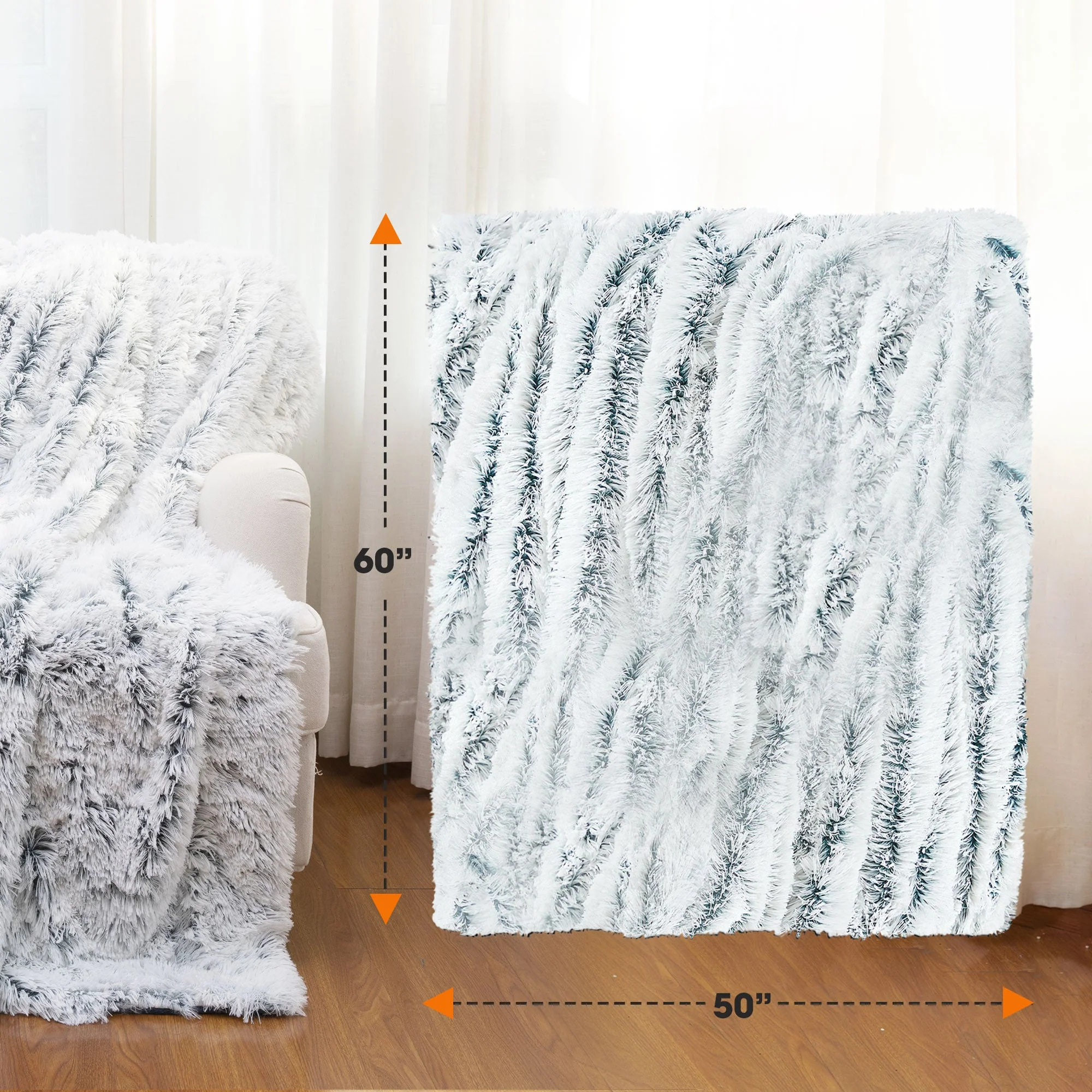 Cheer Collection Reversible Faux Fur Accent Throw Blanket - Image 9