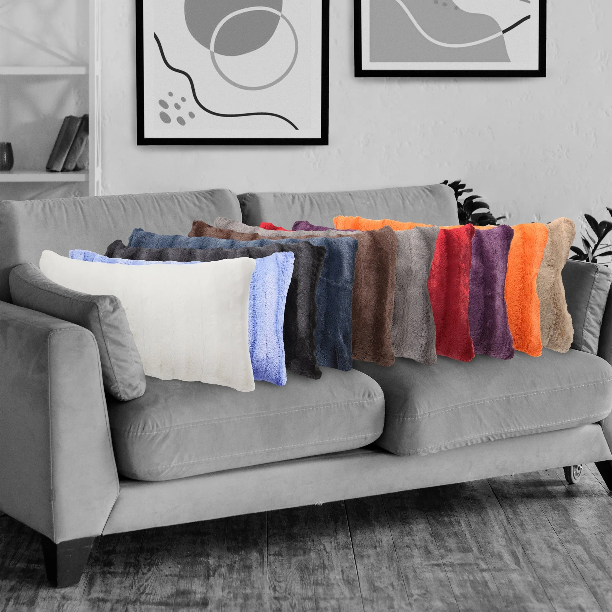 Cheer Collection Set of 2 Decorative Throw Pillows - Reversible Faux Fur to Microplush Accent Pillows by 12"x 20" - Image 15