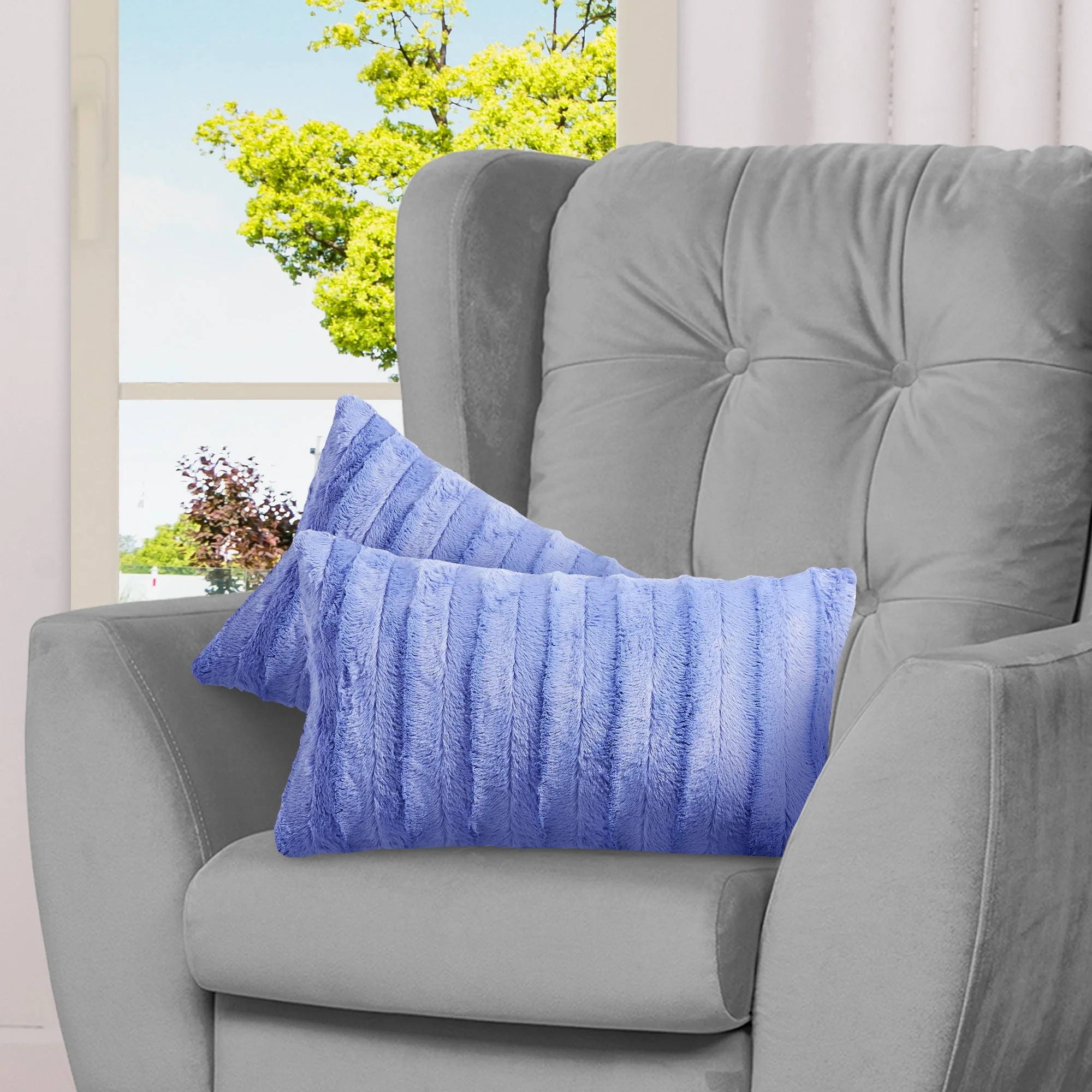 Cheer Collection Set of 2 Decorative Throw Pillows - Reversible Faux Fur to Microplush Accent Pillows by 12"x 20" - Image 25