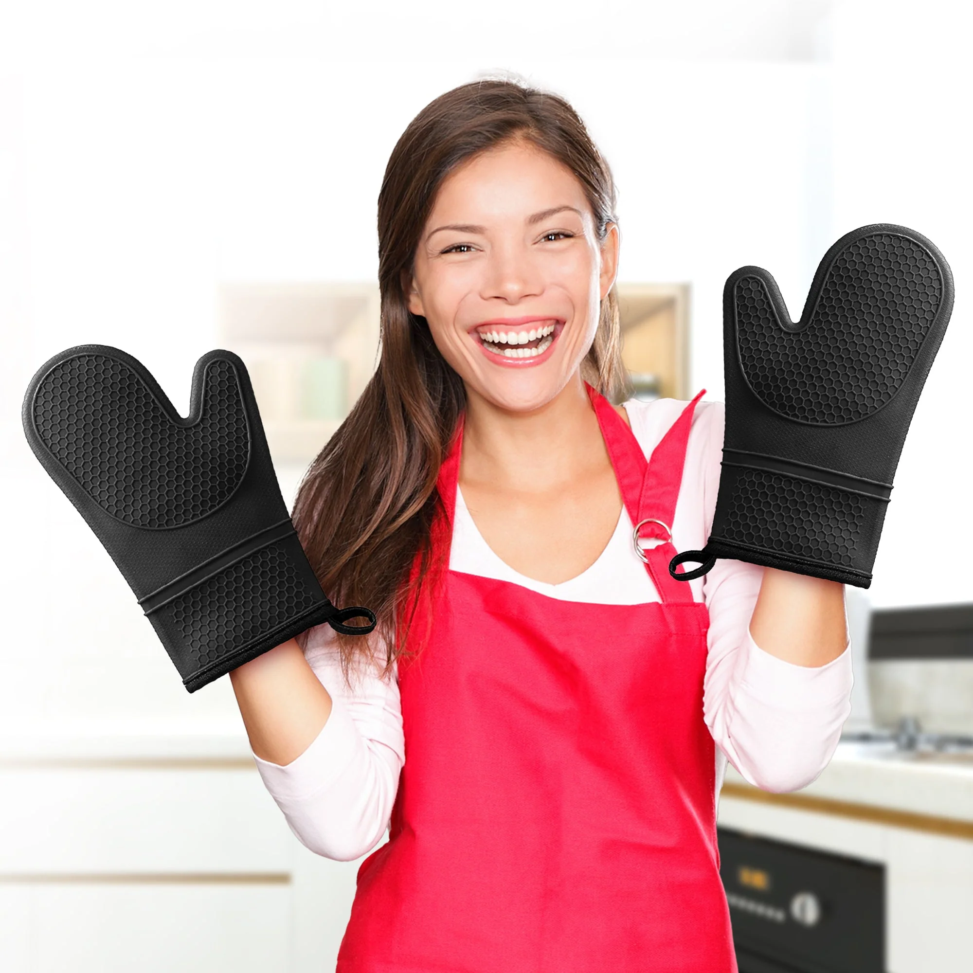 Cheer Collection Set of 2 Premium Silicone Oven Mitts - Image 3