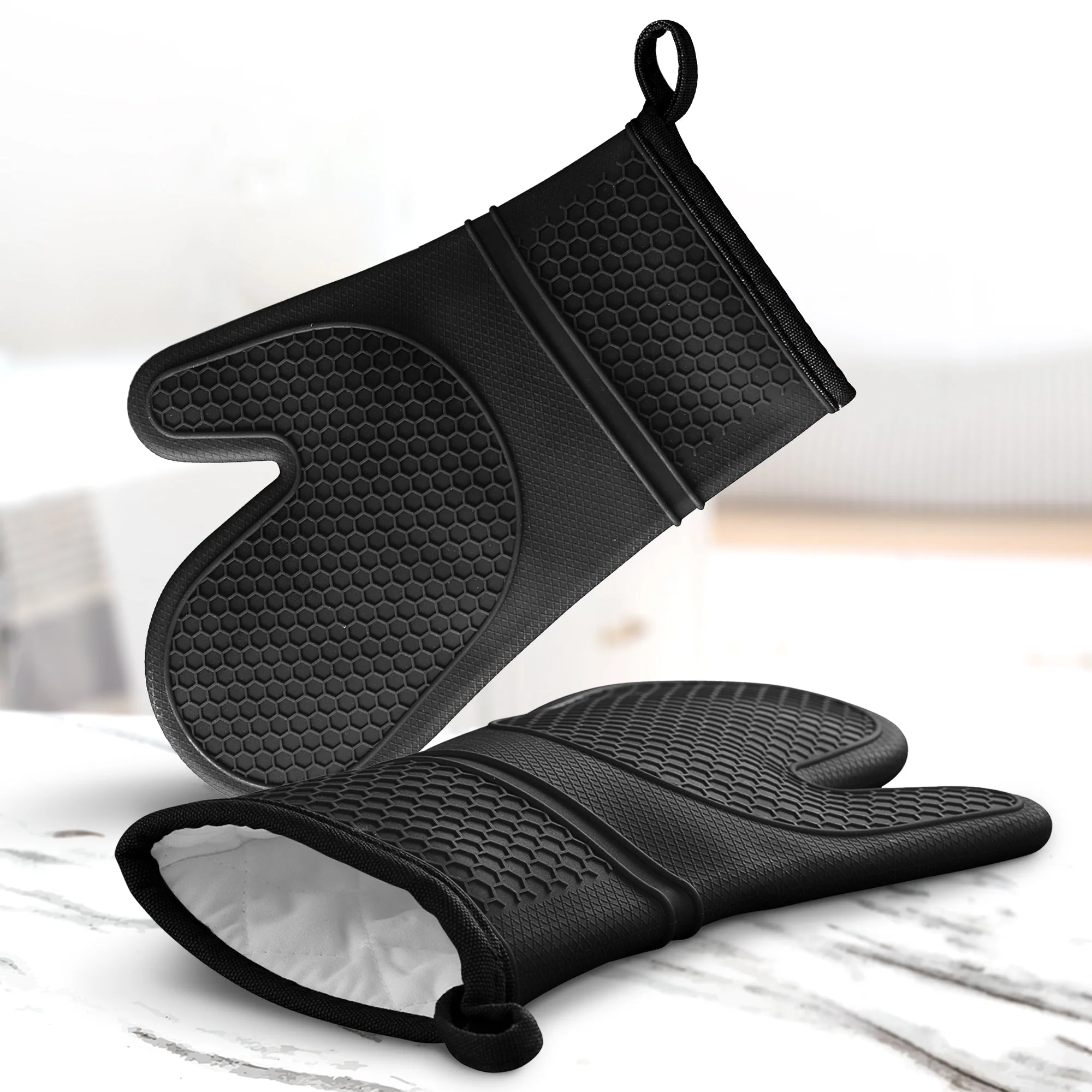 Cheer Collection Set of 2 Premium Silicone Oven Mitts - Image 4