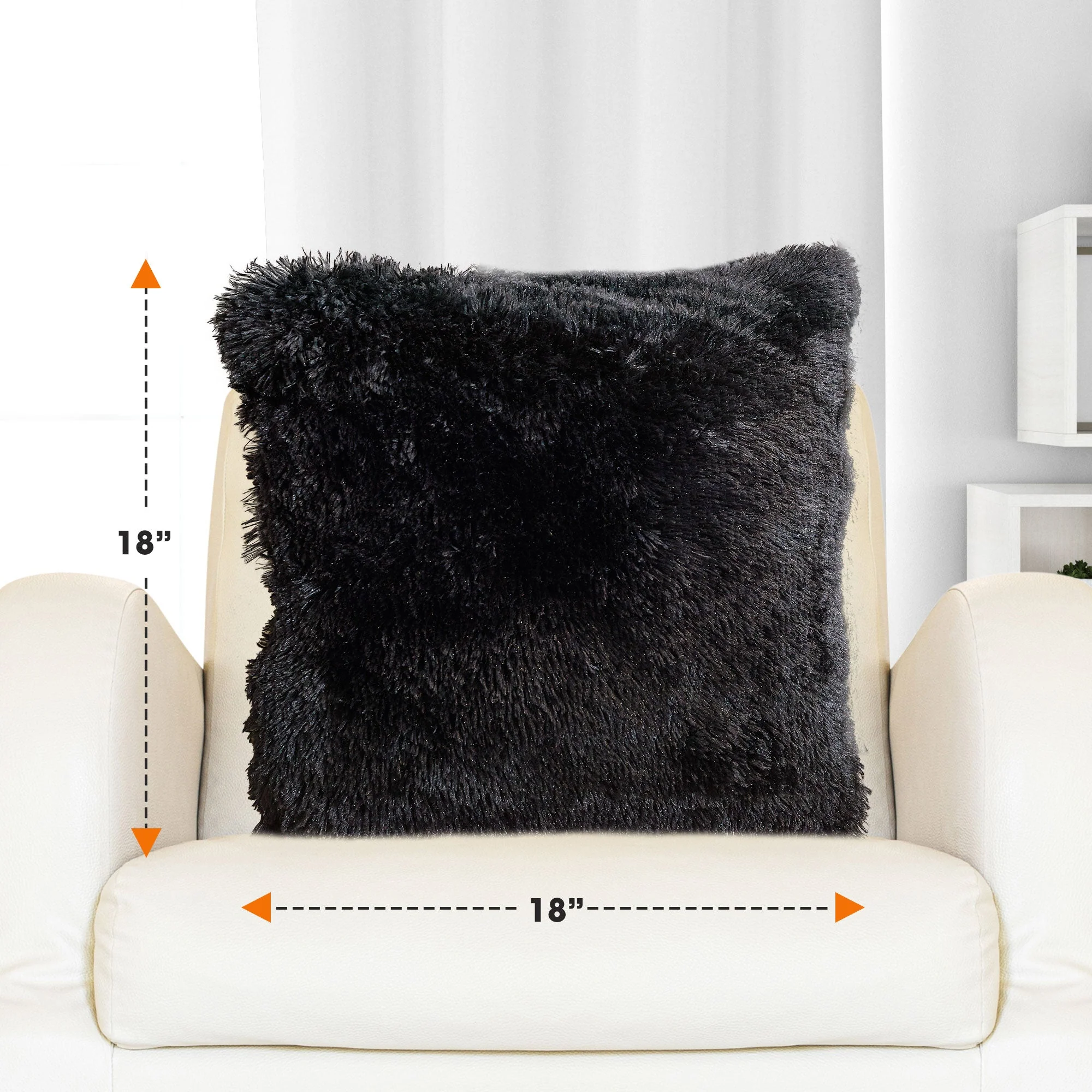 Cheer Collection Set of 2 Shaggy Long Hair Throw Pillows | Super Soft and Plush Faux Fur Accent Pillows - 18 x 18 inches - Image 3