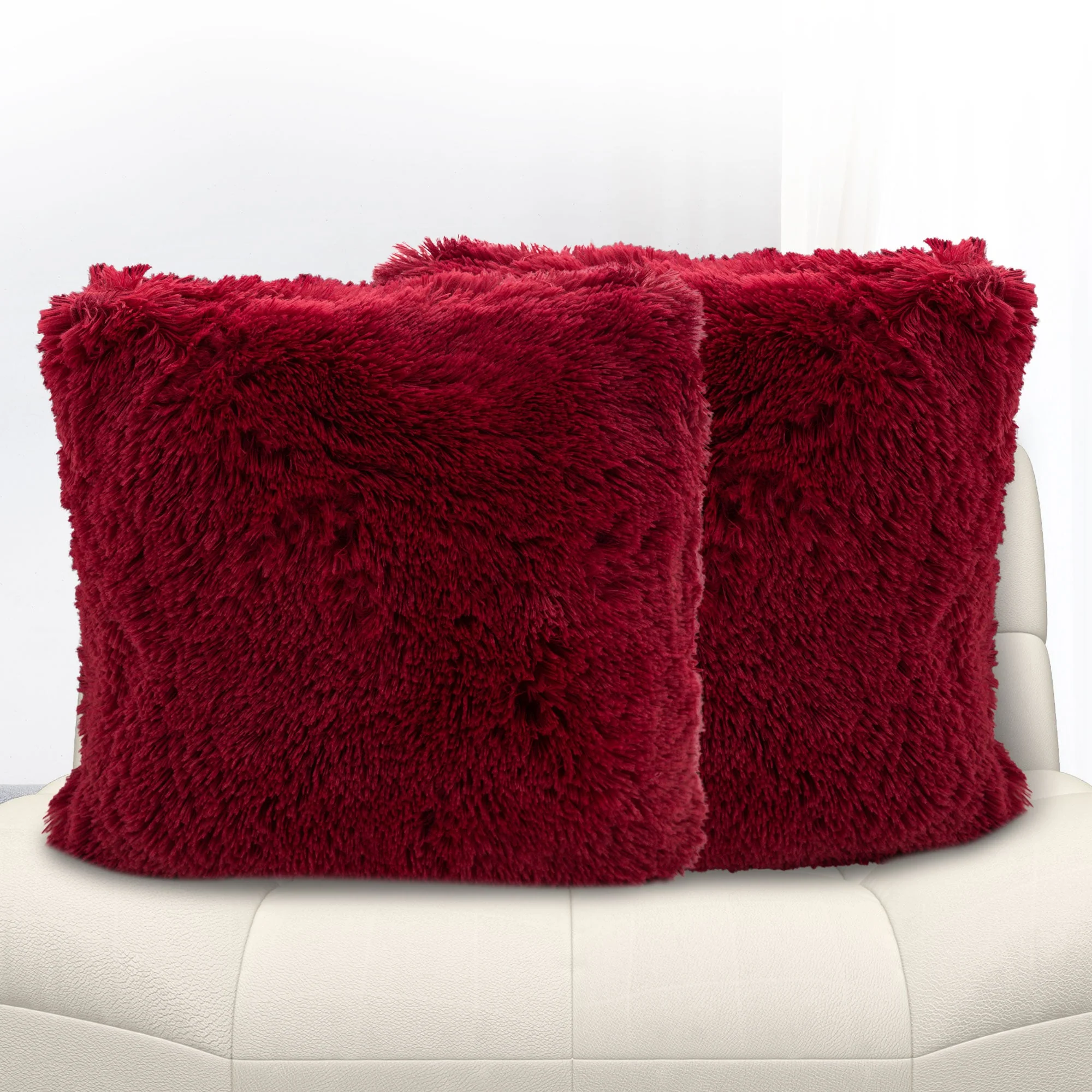 Cheer Collection Set of 2 Shaggy Long Hair Throw Pillows | Super Soft and Plush Faux Fur Accent Pillows - 18 x 18 inches - Image 40