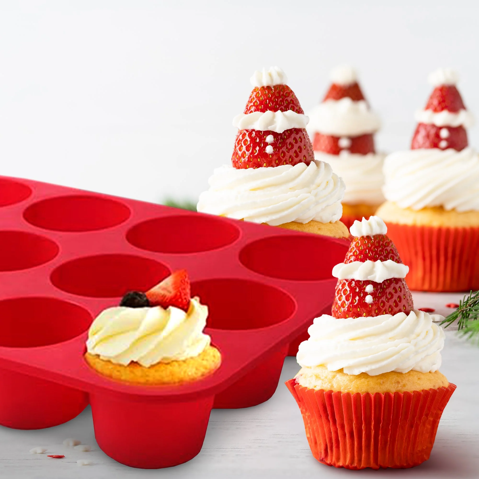 Cheer Collection Set of 3 Non-Stick Silicone Muffin Pans – BPA-Free, Food-Grade Baking Tray - Image 3