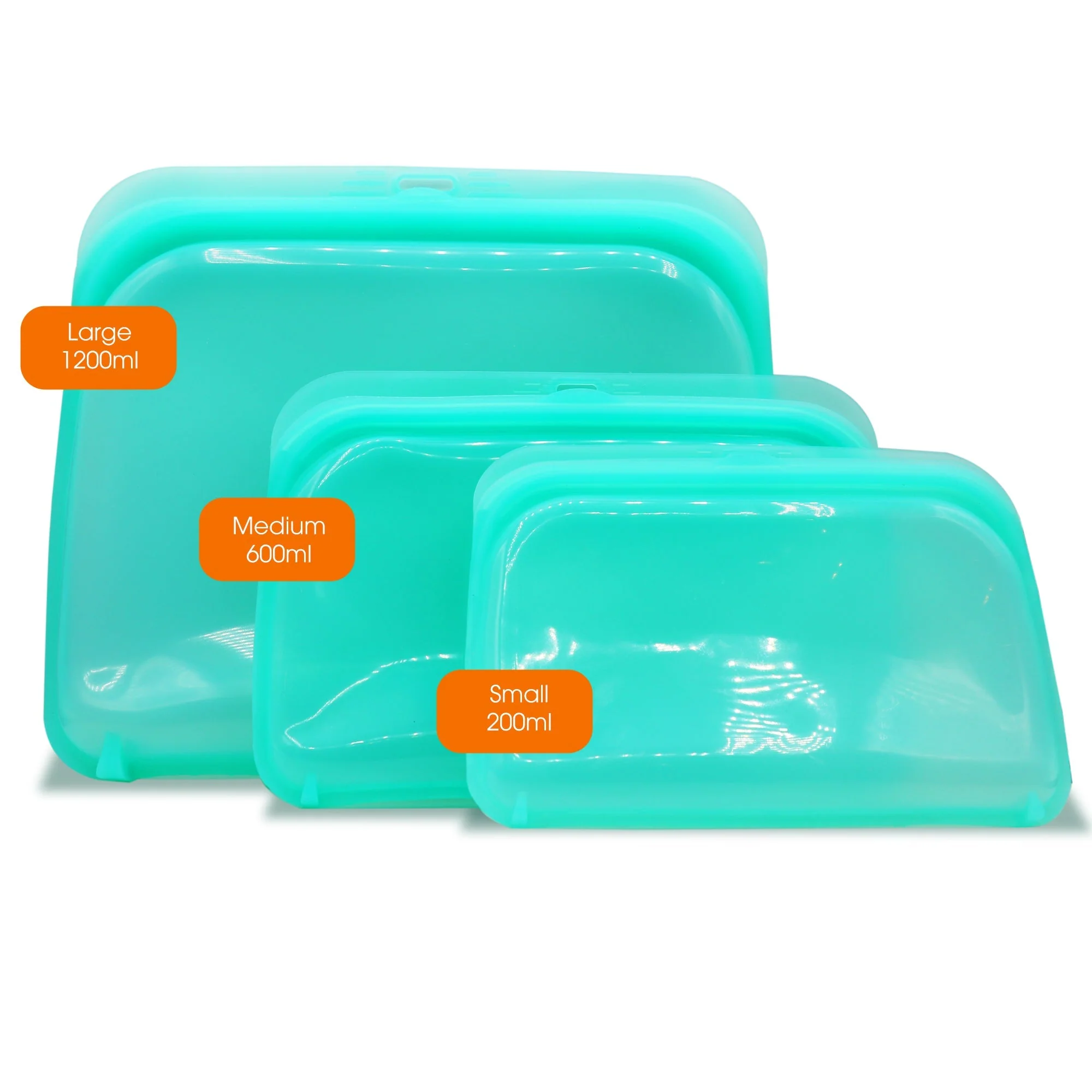 Cheer Collection Set of Silicone Food Storage Bags - Leakproof - Plastic Free & Reusable - Image 6