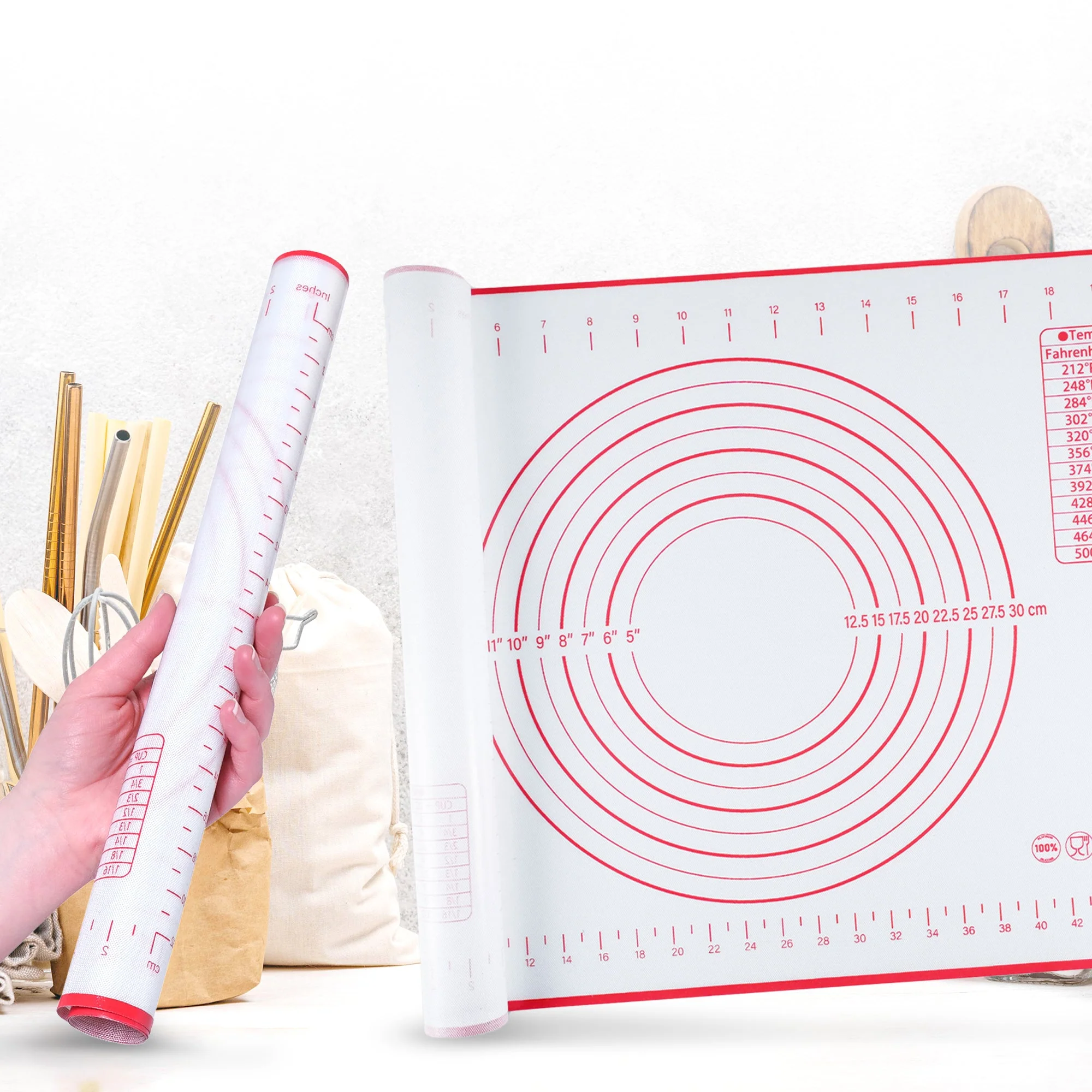 Cheer Collection Silicone Baking Mat for Dough and Baking Cookies Pizza Macarons - Non-Slip, 16" x 20" - Image 6