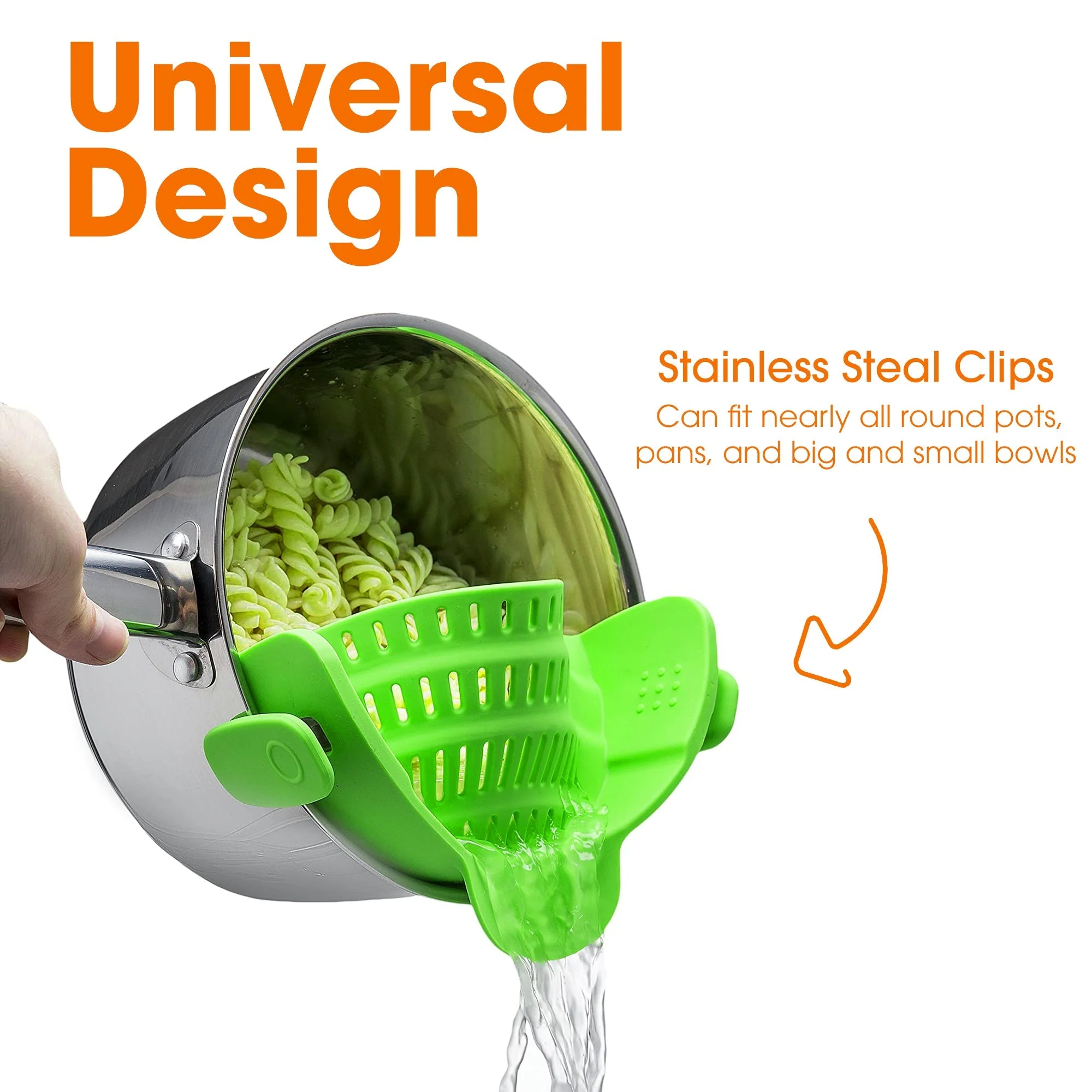 Cheer Collection Silicone Clip on Pot Strainer, Heat-resistant Snap-On Strainer for Pasta, Noodles, Rice, Meats and Vegetables - Image 2