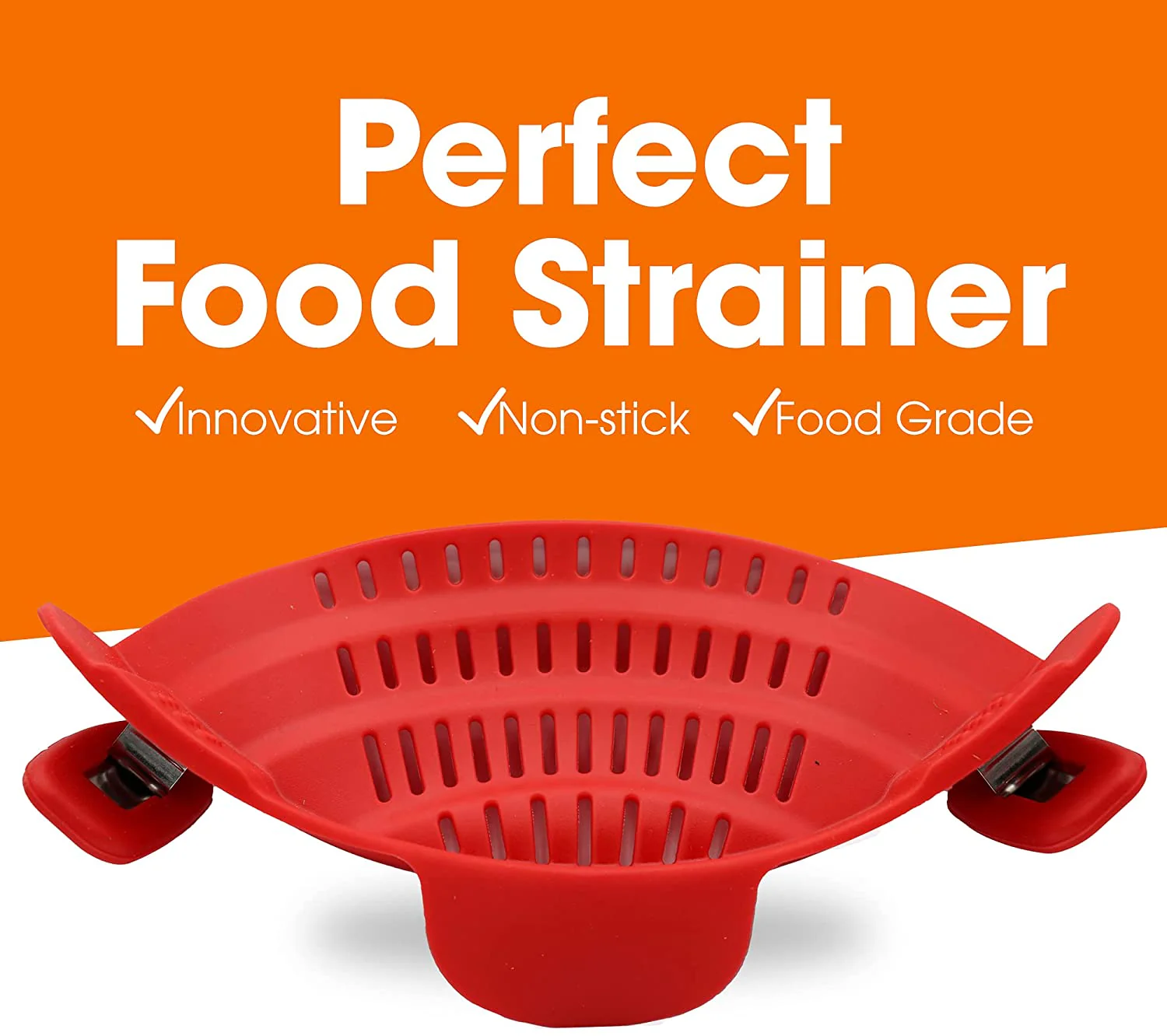 Cheer Collection Silicone Clip on Pot Strainer, Heat-resistant Snap-On Strainer for Pasta, Noodles, Rice, Meats and Vegetables - Image 4