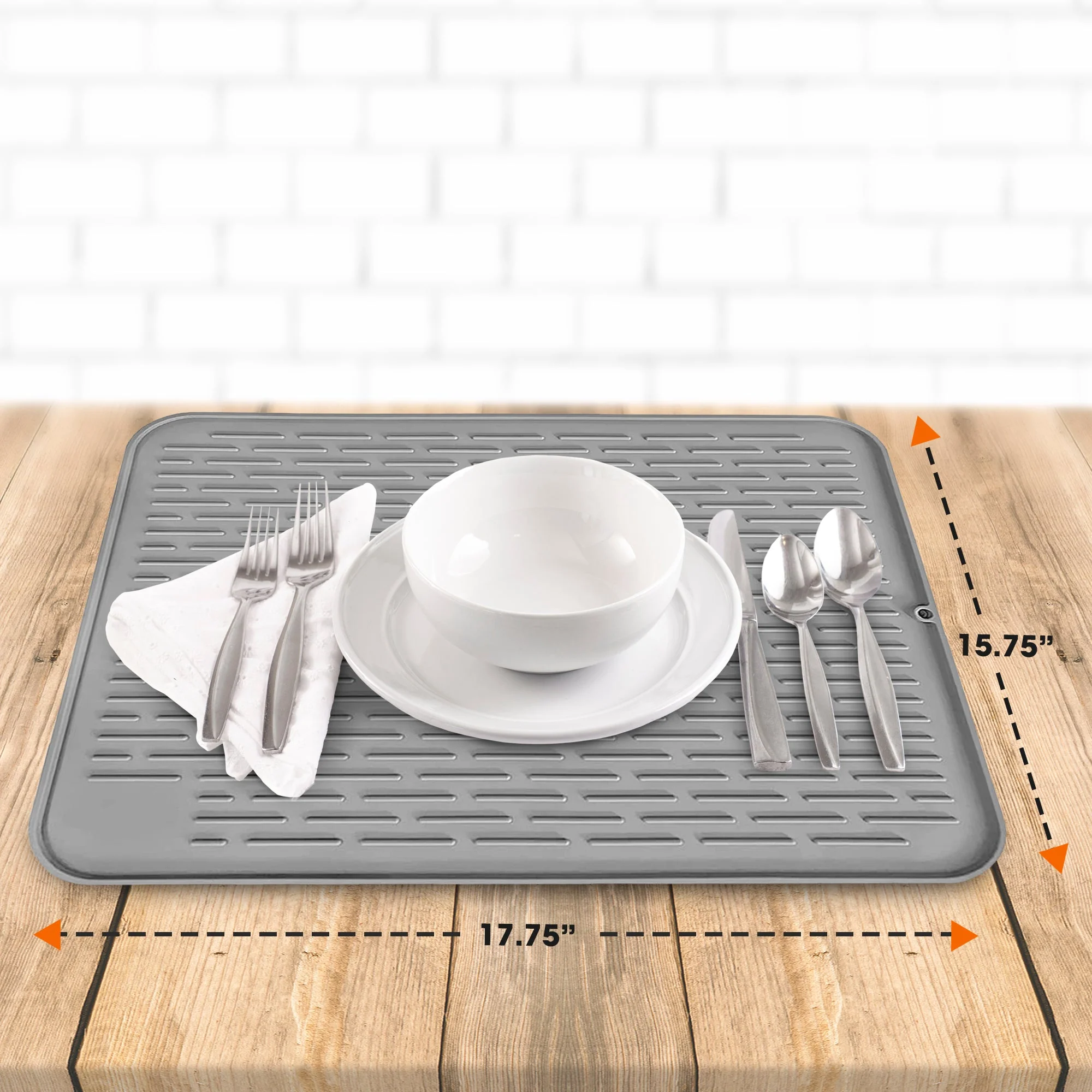 Cheer Collection Silicone Dish Drying Mat for Kitchen Counter, Silicone Drying Pad and Trivet for Dishes, Dishwasher Safe and Heat Resistant - Image 11