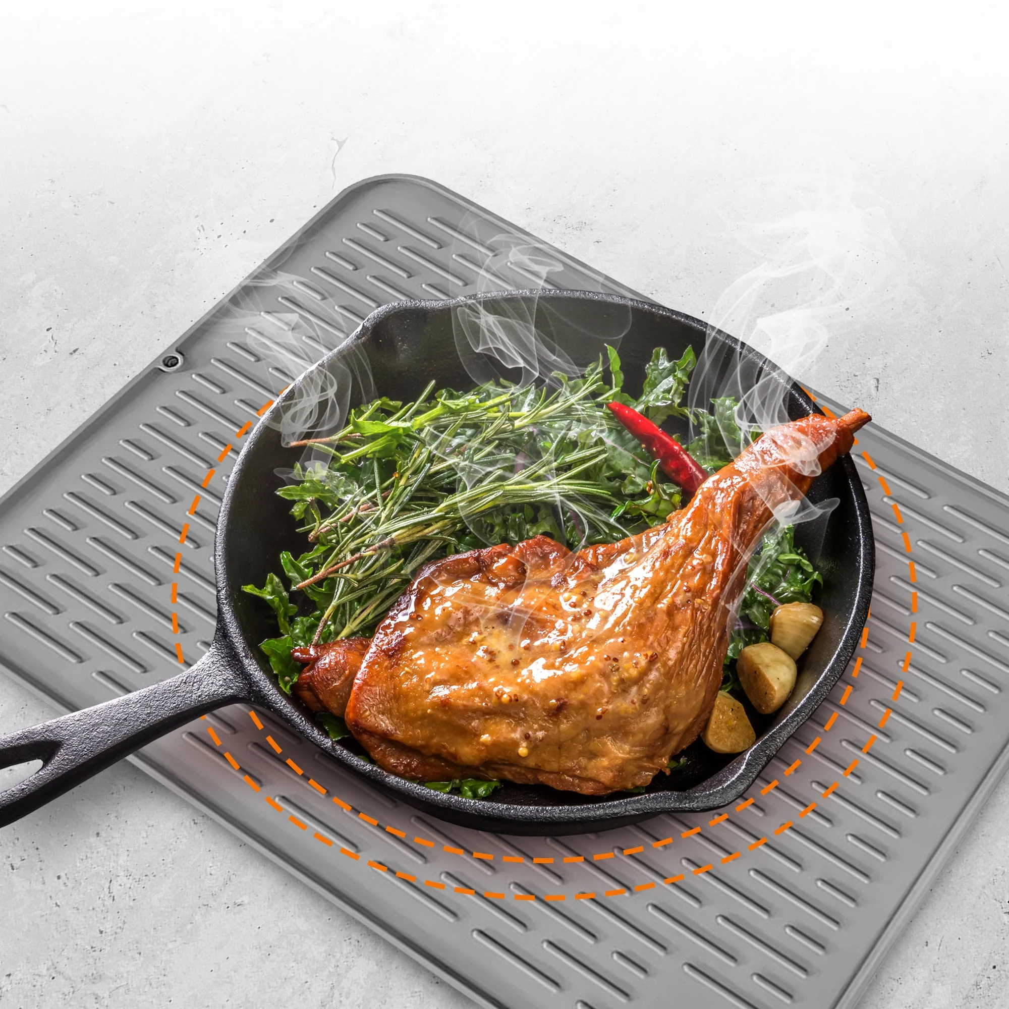 Cheer Collection Silicone Dish Drying Mat for Kitchen Counter, Silicone Drying Pad and Trivet for Dishes, Dishwasher Safe and Heat Resistant - Image 13