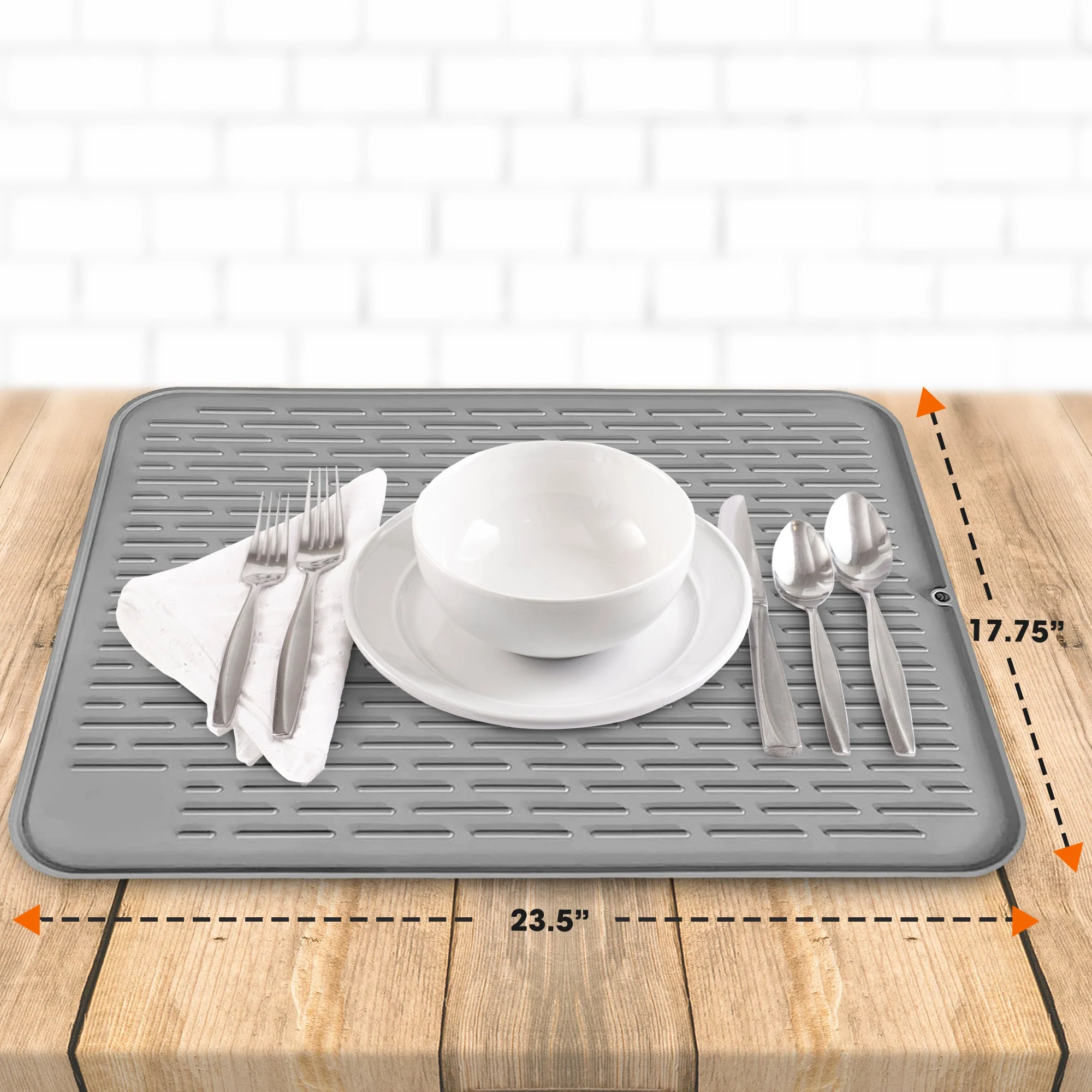 Cheer Collection Silicone Dish Drying Mat for Kitchen Counter, Silicone Drying Pad and Trivet for Dishes, Dishwasher Safe and Heat Resistant - Image 18
