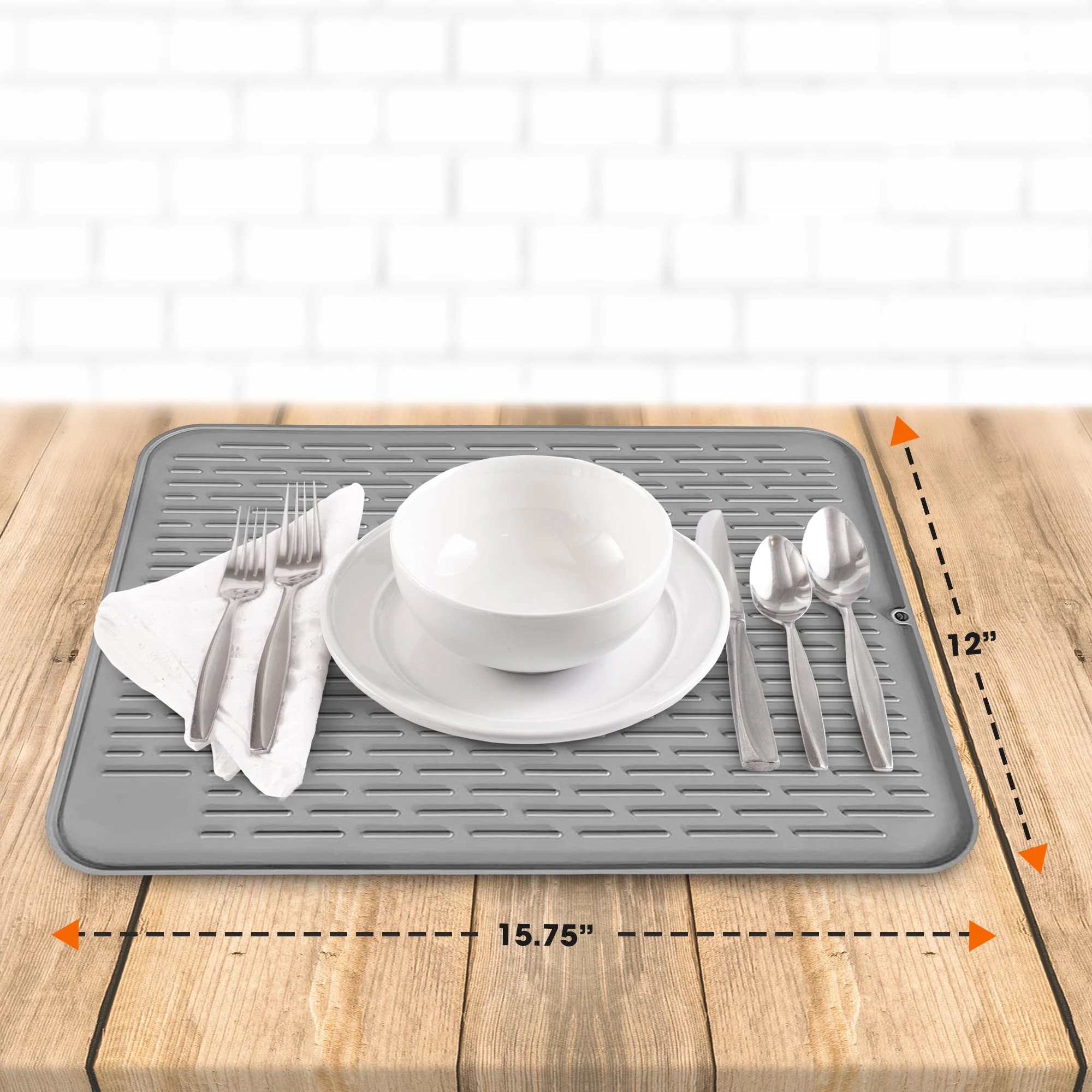 Cheer Collection Silicone Dish Drying Mat for Kitchen Counter, Silicone Drying Pad and Trivet for Dishes, Dishwasher Safe and Heat Resistant - Image 4