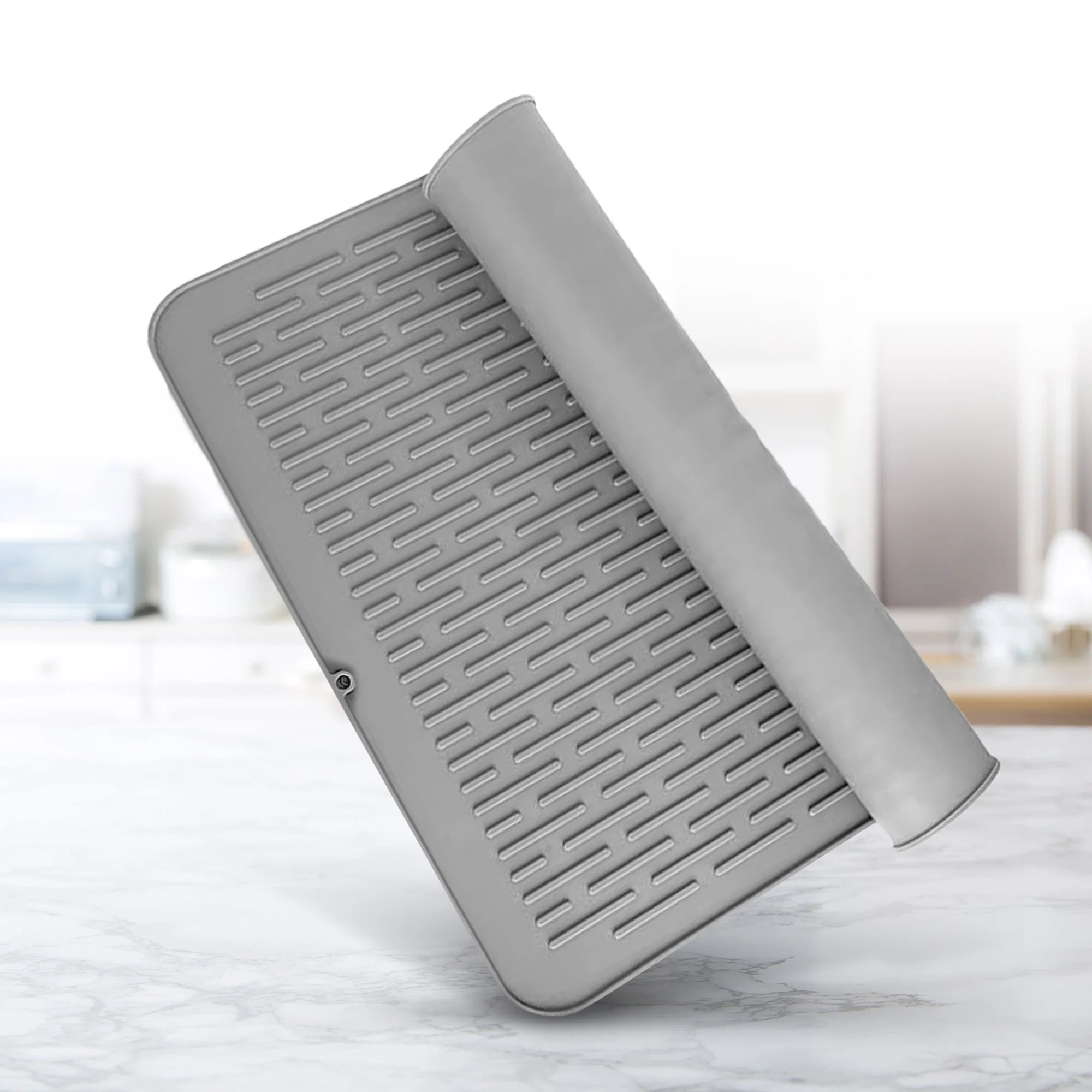 Cheer Collection Silicone Dish Drying Mat for Kitchen Counter, Silicone Drying Pad and Trivet for Dishes, Dishwasher Safe and Heat Resistant - Image 7