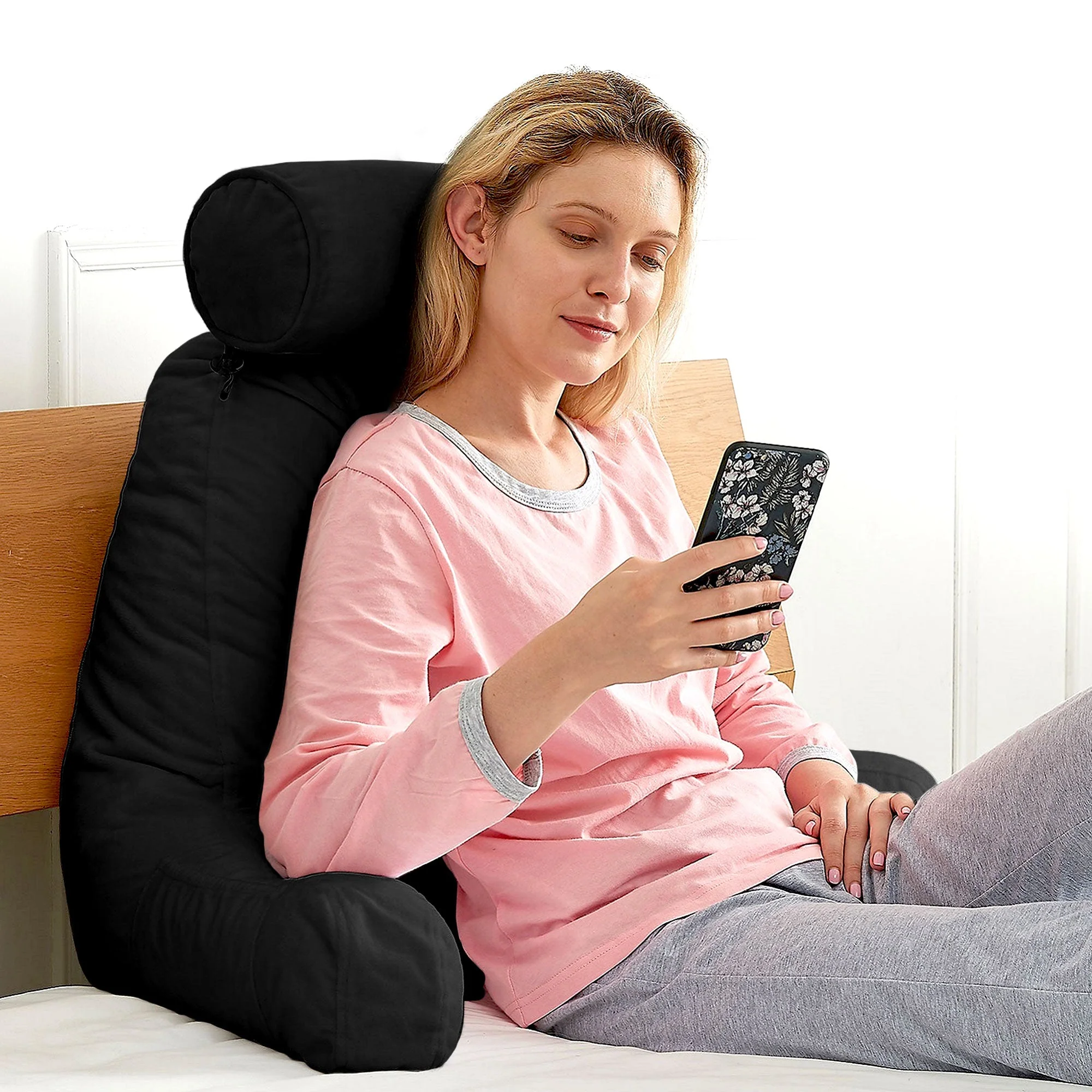 Cheer Collection TV & Reading Pillow with Detachable Cervical Bolster Backrest , Washable - Image 2