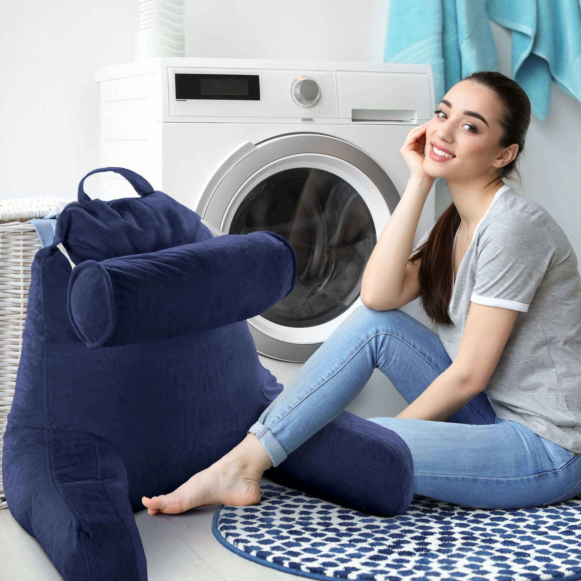 Cheer Collection TV & Reading Pillow with Detachable Cervical Bolster Backrest , Washable - Image 49