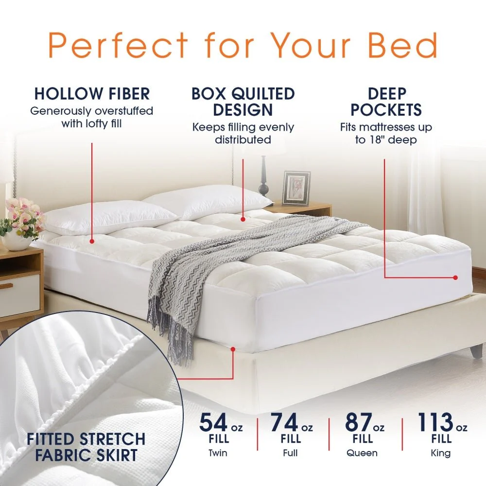 Cheer Collection Ultra Soft Mattress Topper | Silky Smooth and Plush Hypoallergenic Mattress Pad - Image 4