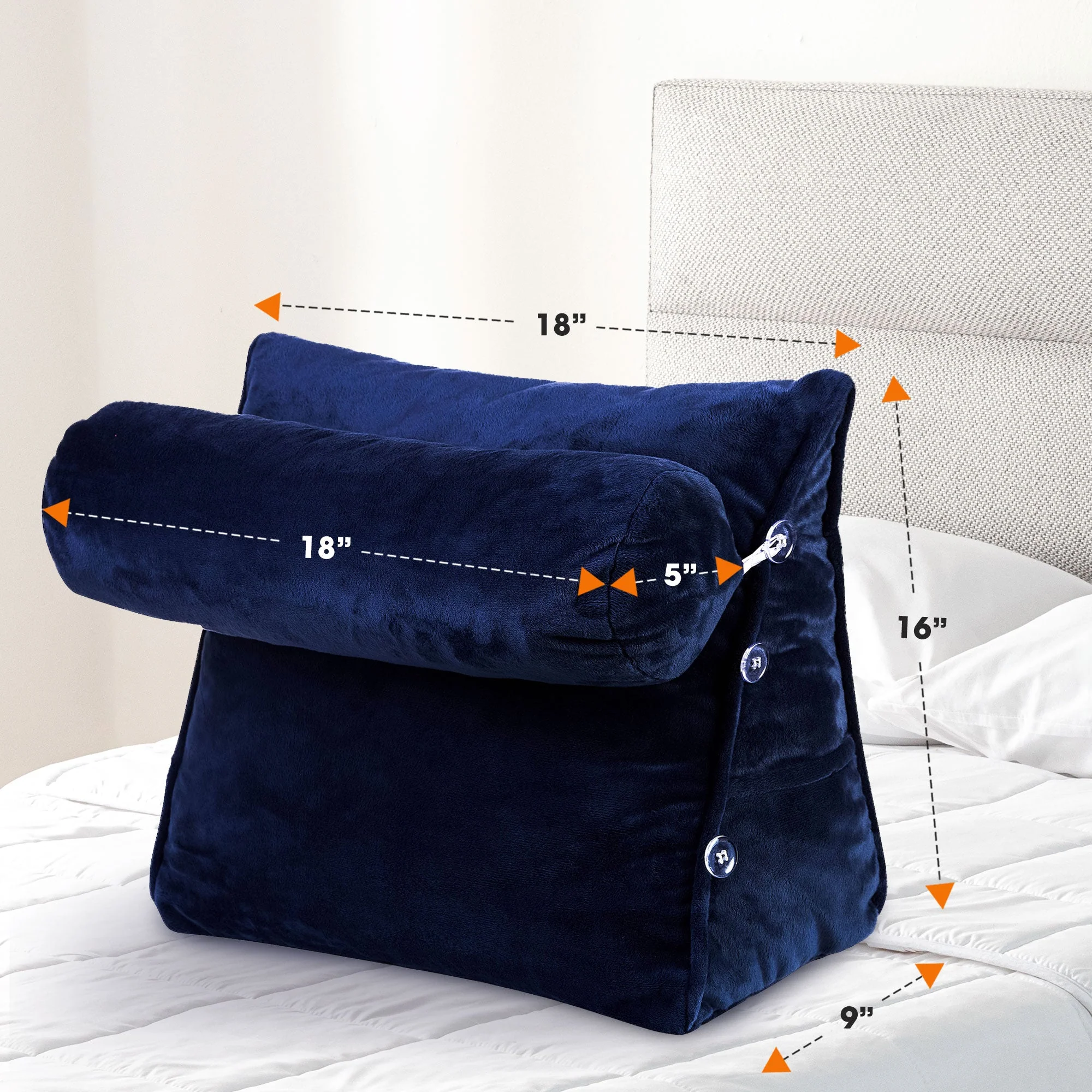 Cheer Collection Wedge Shaped Back Support Pillow and Bed Rest Cushion for Reading, Gaming, Watching - with Adjustable Neck Pillow - Image 27