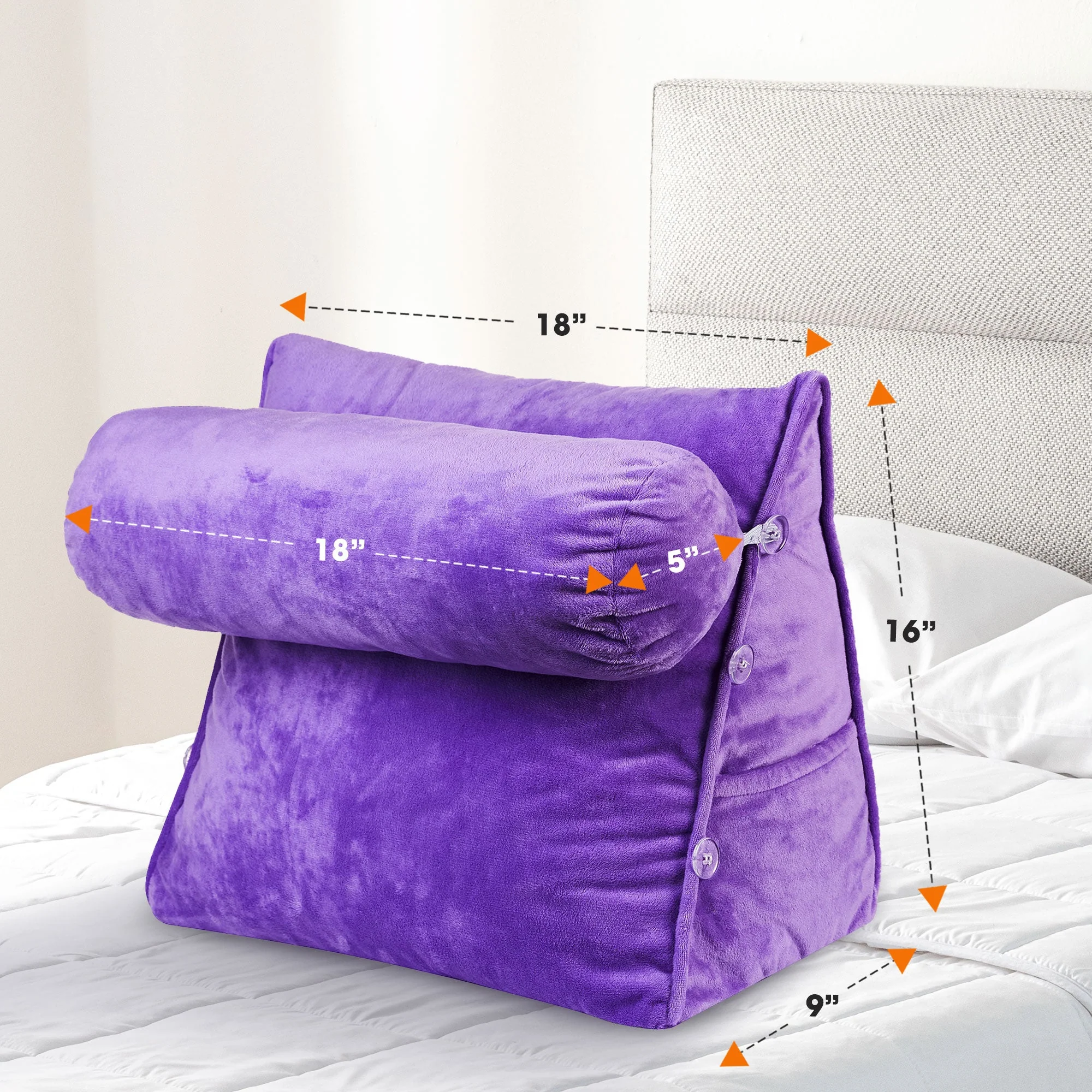 Cheer Collection Wedge Shaped Back Support Pillow and Bed Rest Cushion for Reading, Gaming, Watching - with Adjustable Neck Pillow - Image 33
