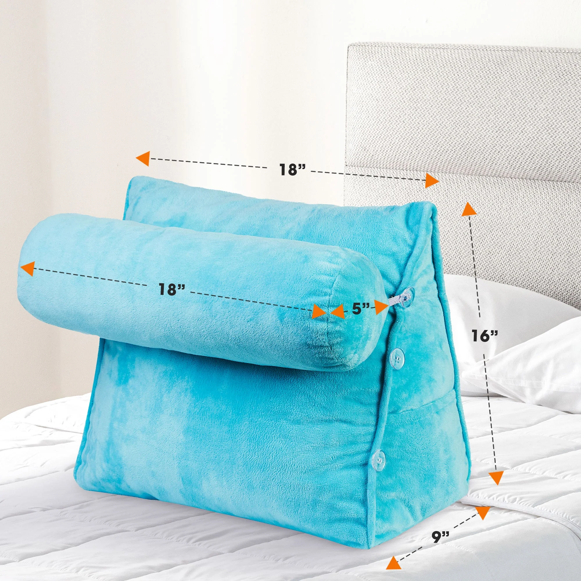 Cheer Collection Wedge Shaped Back Support Pillow and Bed Rest Cushion for Reading, Gaming, Watching - with Adjustable Neck Pillow - Image 39