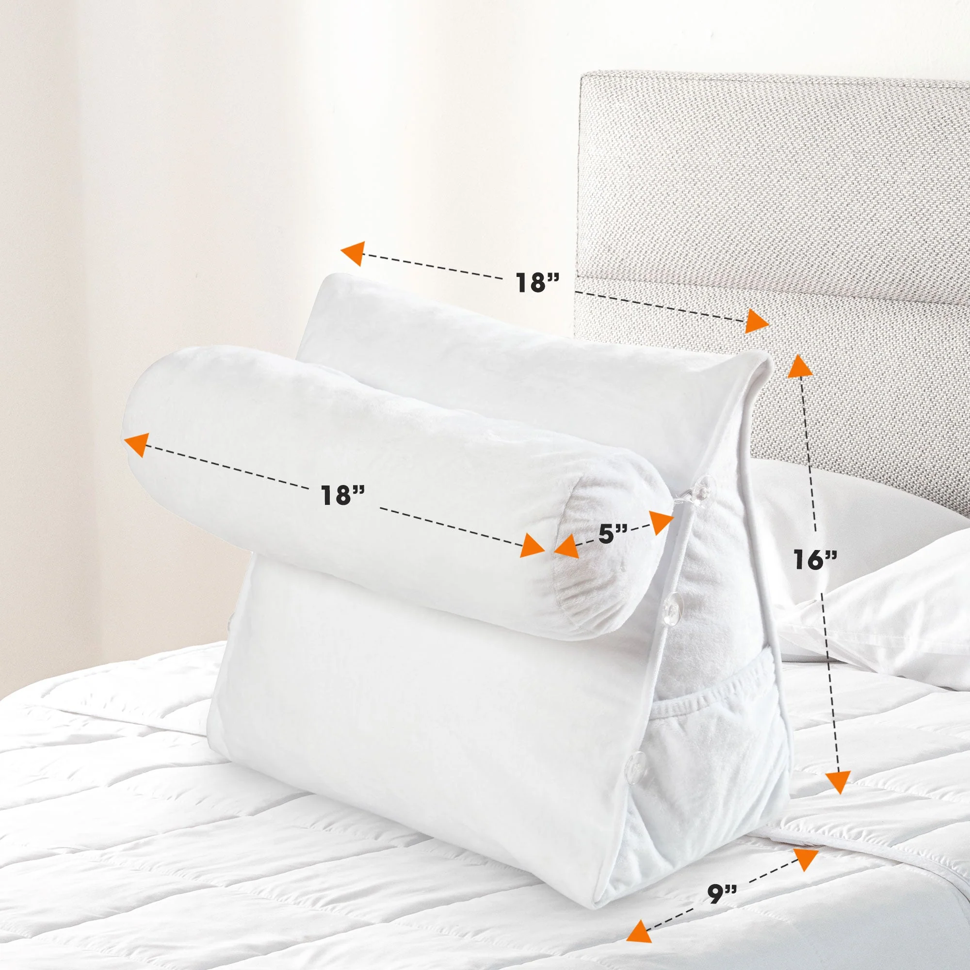 Cheer Collection Wedge Shaped Back Support Pillow and Bed Rest Cushion for Reading, Gaming, Watching - with Adjustable Neck Pillow - Image 51