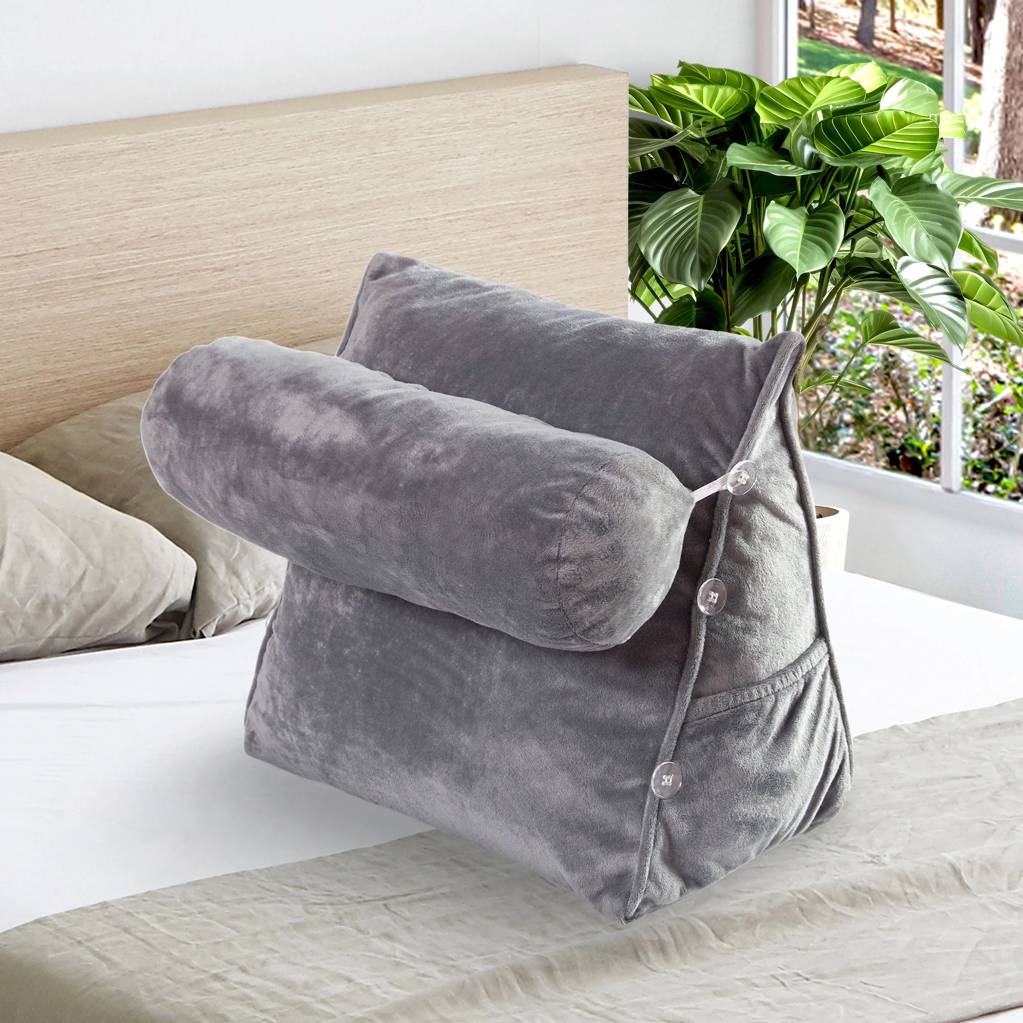 Cheer Collection Wedge Shaped Back Support Pillow and Bed Rest Cushion for Reading, Gaming, Watching - with Adjustable Neck Pillow - Image 7