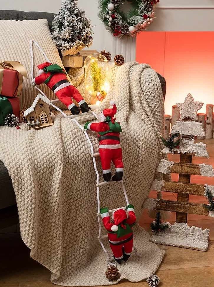 Christmas Electric Santa Decor, Santa Climbing Ropes & Ladder Toy Ornament - Image 9