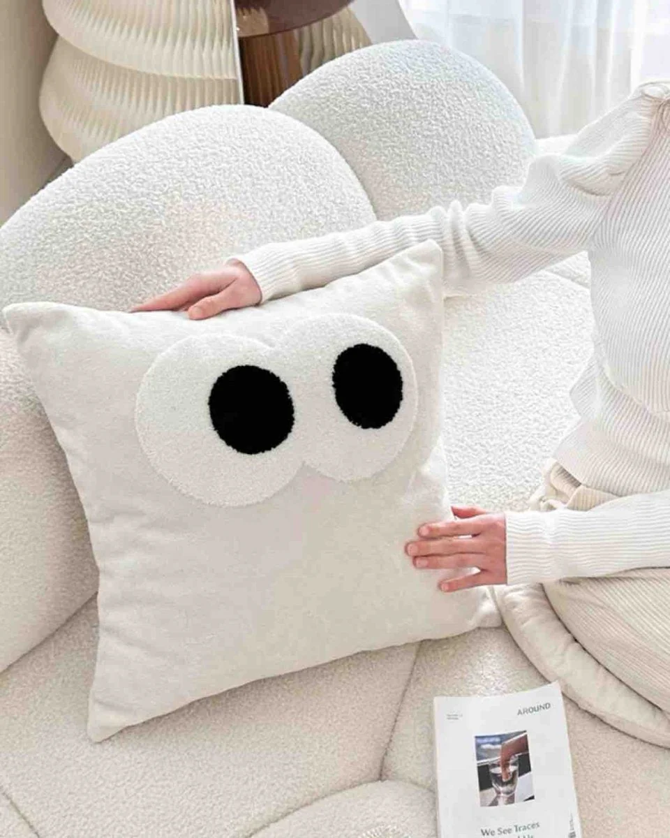 Cute Whimsical Big Eyes Puffy Decorative Throw Pillow - Image 10