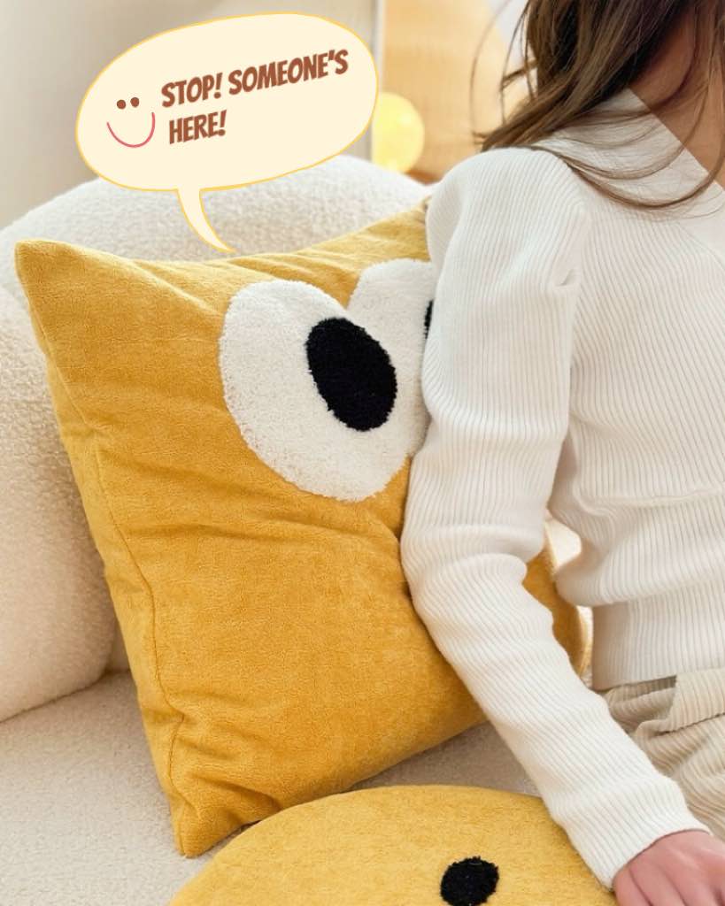 Cute Whimsical Big Eyes Puffy Decorative Throw Pillow - Image 4