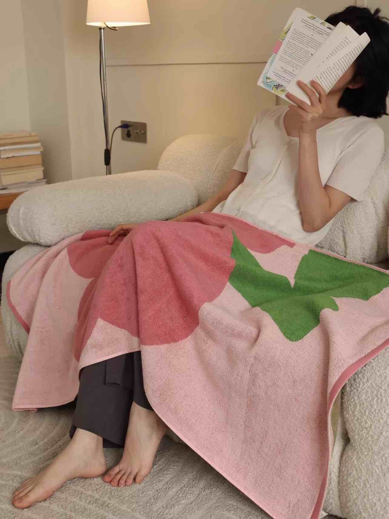 Cute Whimsical Floral Bath Towel - Soft, Absorbent, 100% Staple Cotton - Image 3