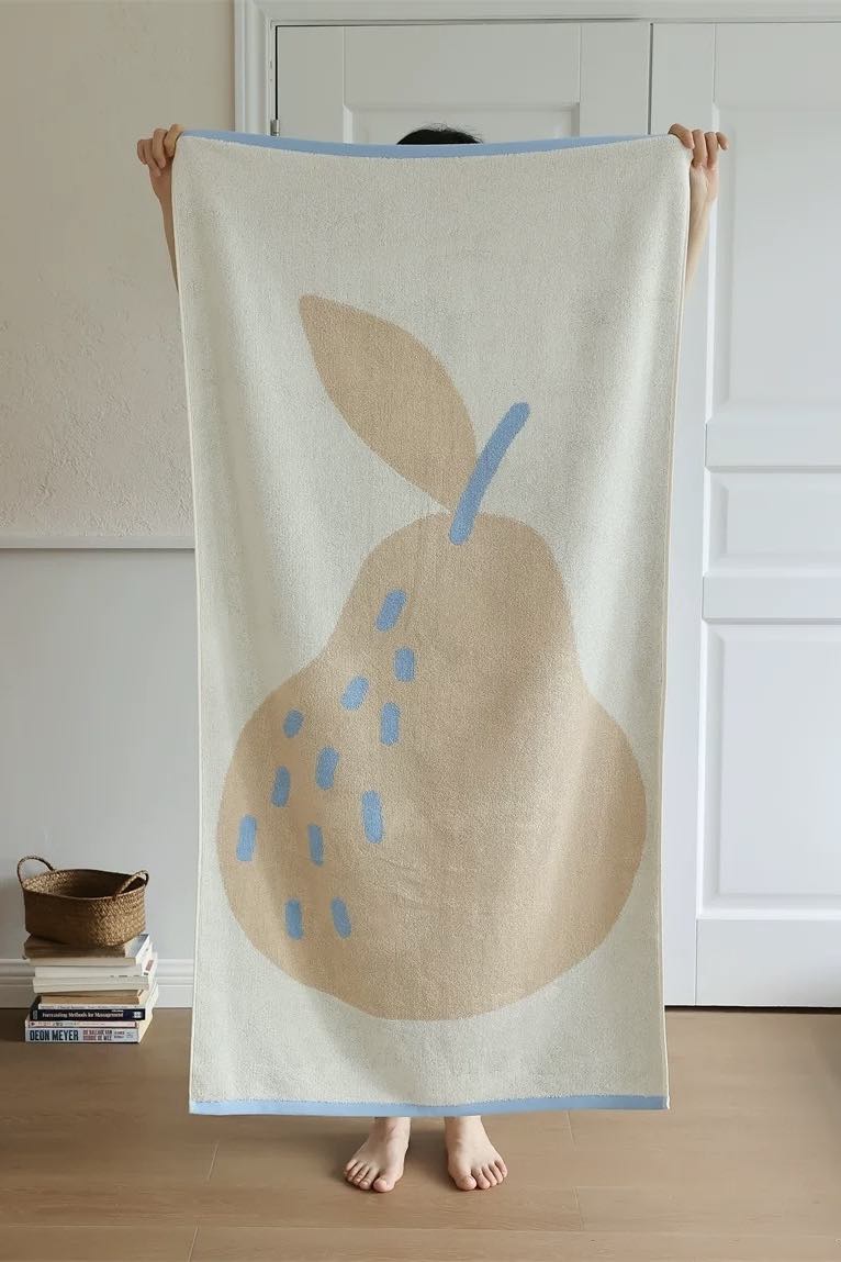 Cute Whimsical Pear Bath Towel - Ultra Soft, Absorbent, 100% Staple Cotton - Image 3