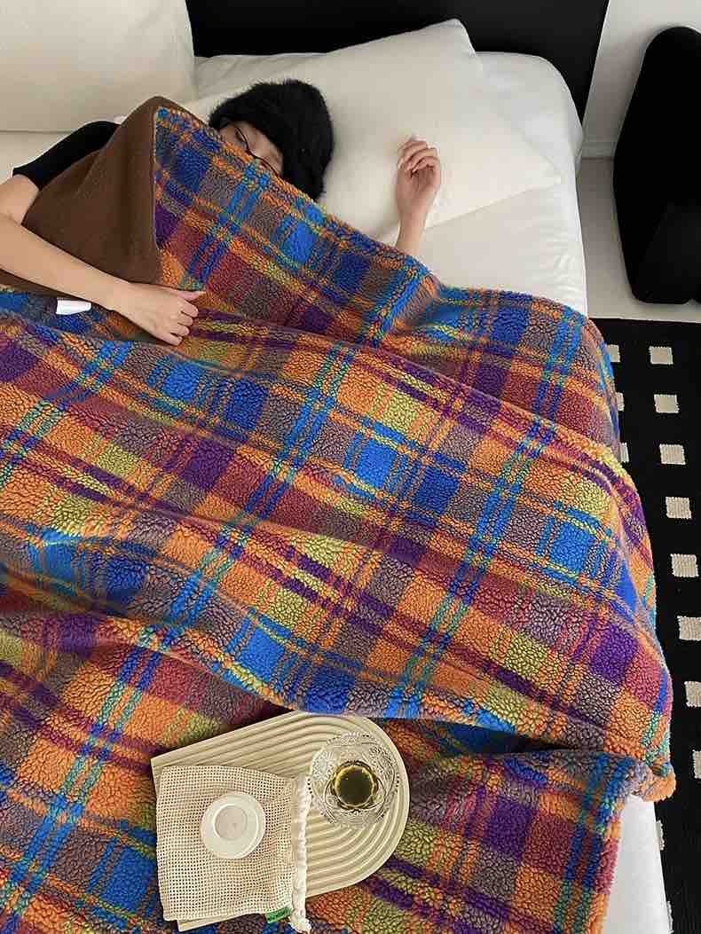 Dopamine Rainbow Checker Throw Blanket - Large, Warm & Soft - Image 7