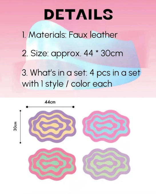 Dopamine Ripple Placemat Set of 4 Pcs for Whimsical Table Setting - Image 8