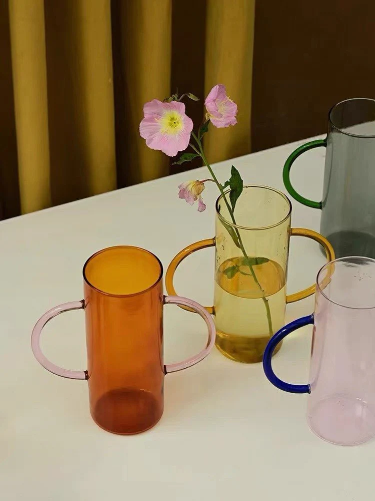 Dual-handle Dopamine Glass Flower Vase - Whimsical Table Setting Centerpiece - Image 3