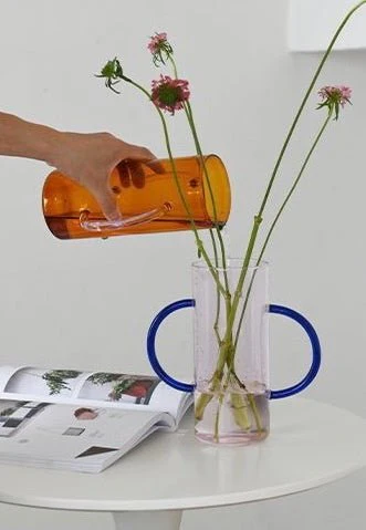 Dual-handle Dopamine Glass Flower Vase - Whimsical Table Setting Centerpiece - Image 7