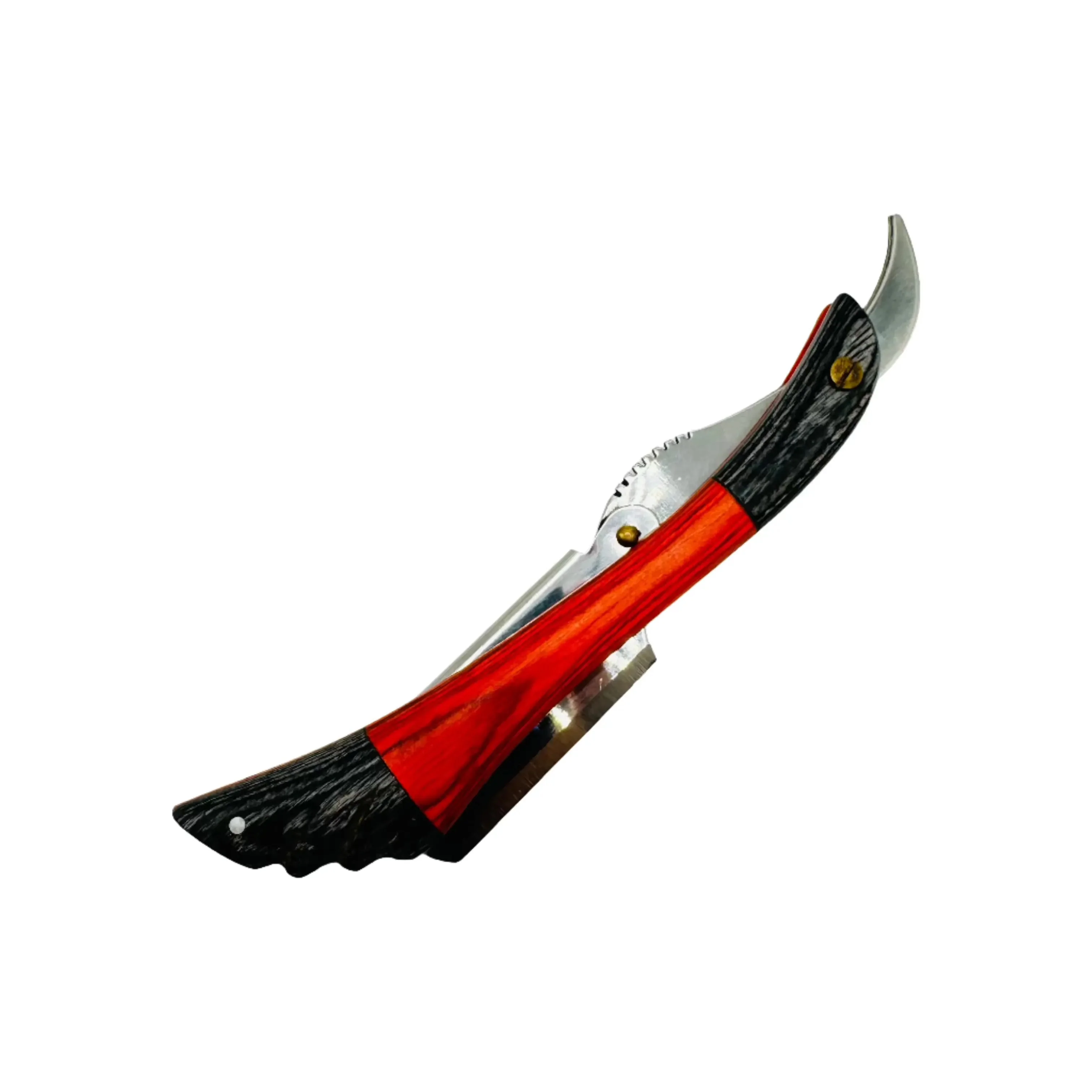 Dural Edge Heavy Duty Unique Orange/Grey Wings Wood Straight Razor SE-061 - Image 2