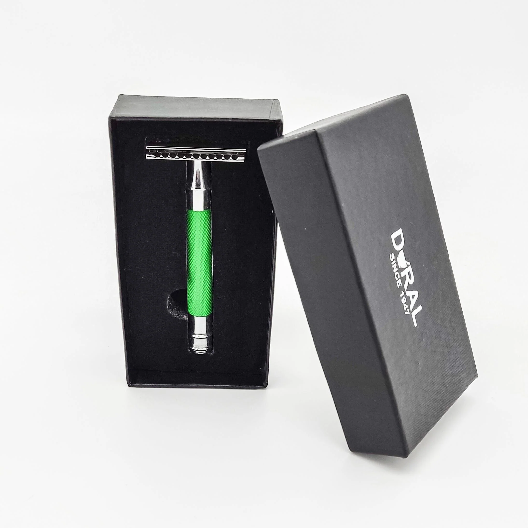 Dural Heavy Stroud Head Double Edge Safety Razor Duty Green/Silver + Pouch - Image 4