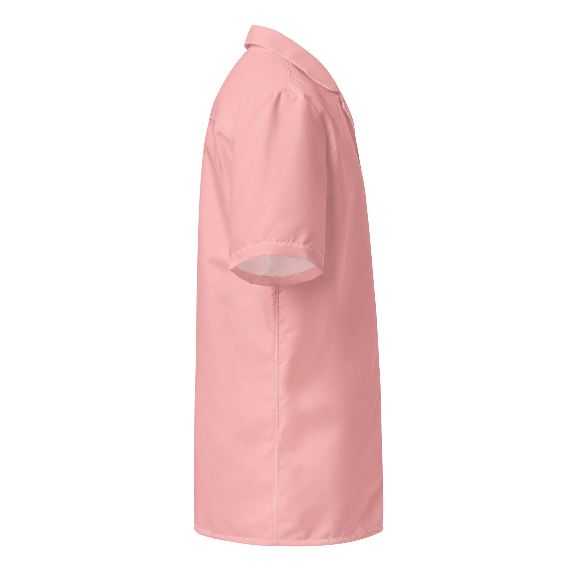 Elegant Coral Pink Camp Shirt | Recycled Polyester | Solid Button-Down | Gift for Him, Beach Lovers | Removes 2 Pounds Ocean Plastic - Image 6
