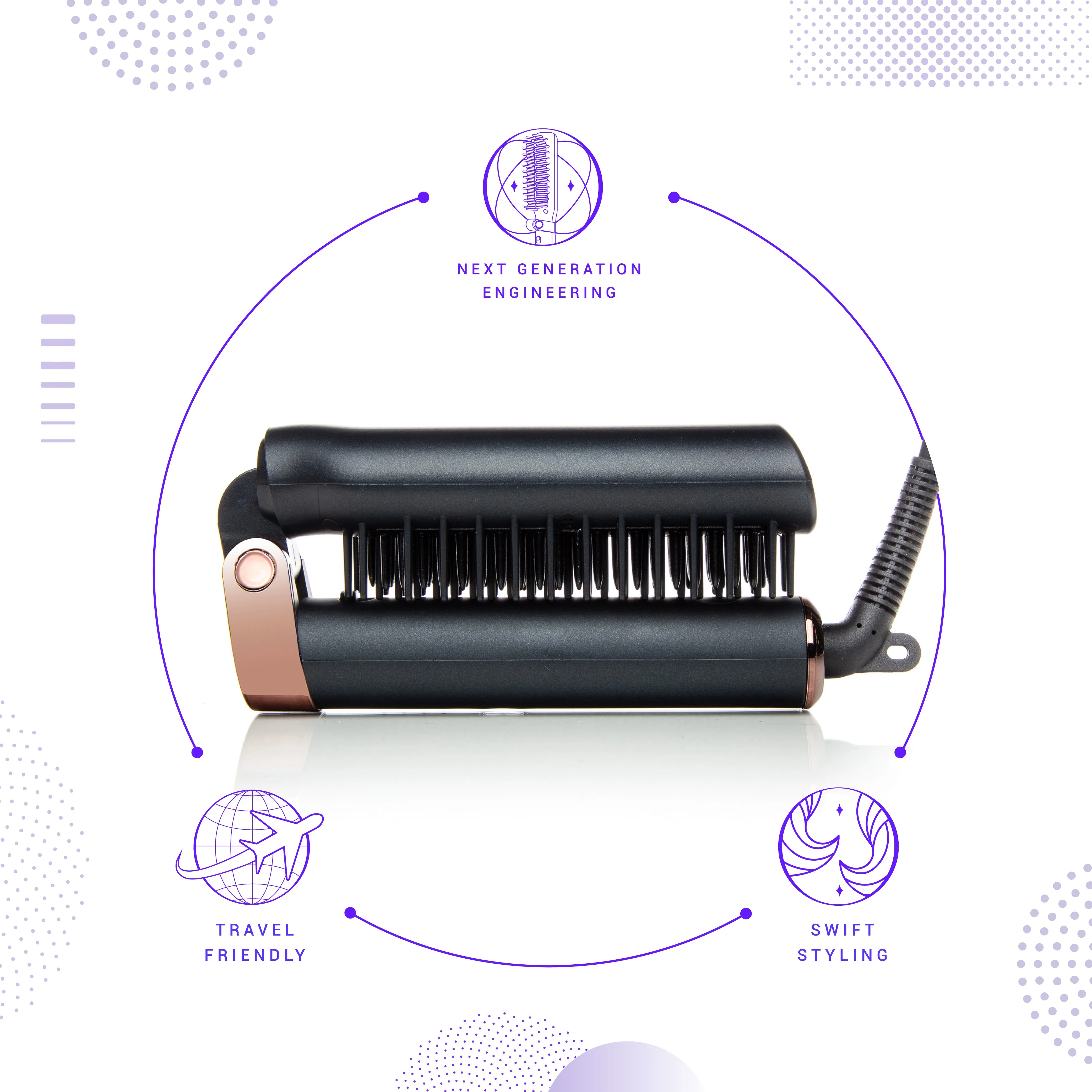 Equinox Foldable Hot Brush w/ Travel Case (Black Mirror) - Image 4