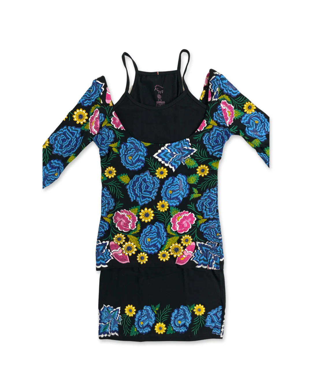 Flowered Women's Long Sleeve Two-Piece Dress - Image 2
