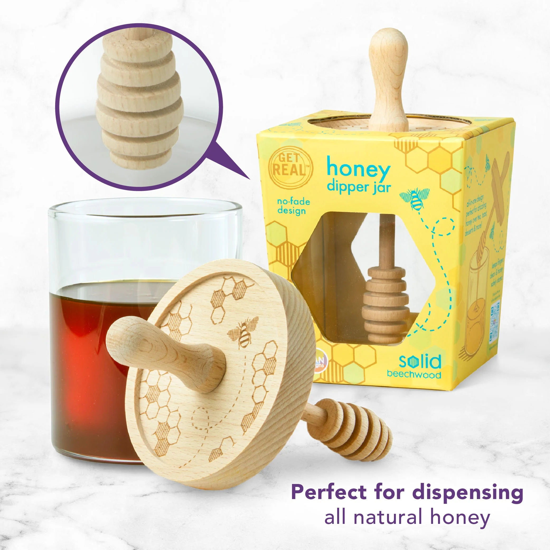 Glass Honey Dipper Jar - Honey Bee - Image 3