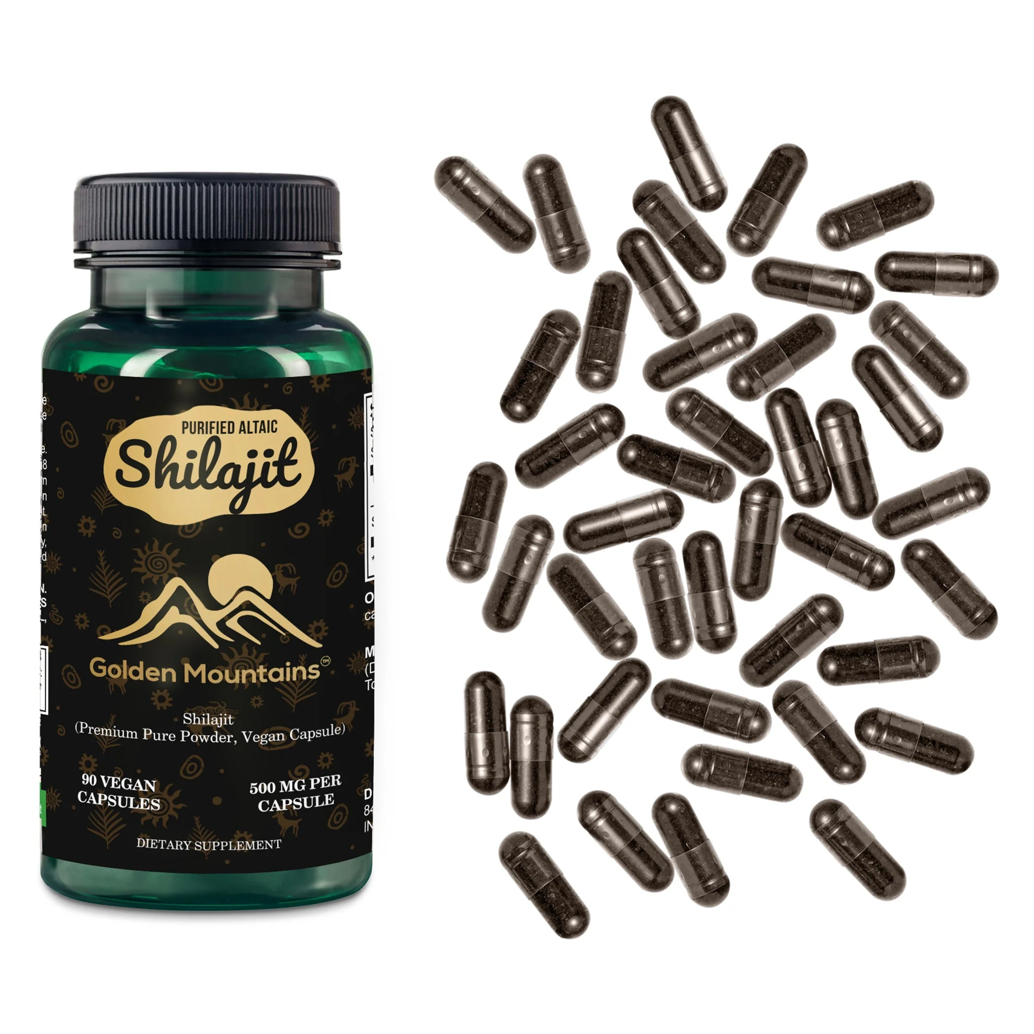 Golden Mountains Shilajit Vegan Capsules – 500mg | 90 Count - Image 2