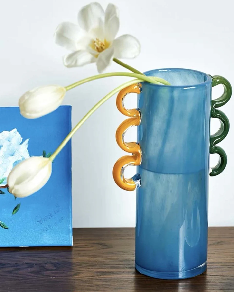 Handblown Whimsical Cylinder Vase - Eclectic Table Setting Centrepieces - Image 9