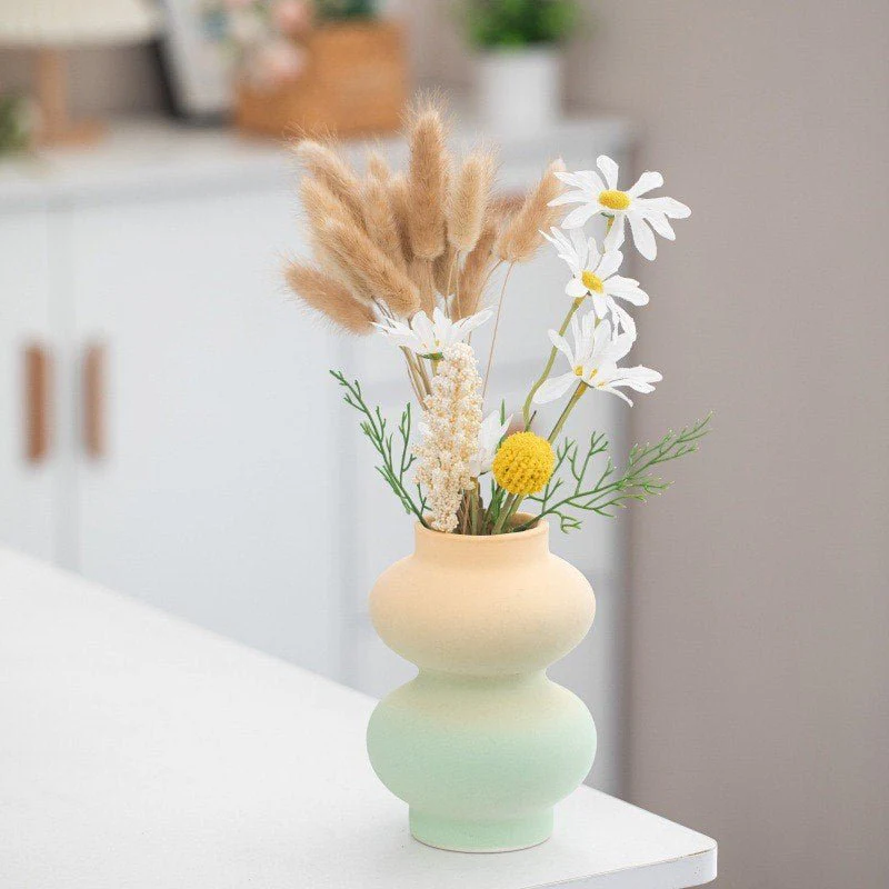 Handmade Ceramic Gradient Vase, Dopamine Geometric Matte Flower Vessels - Image 4