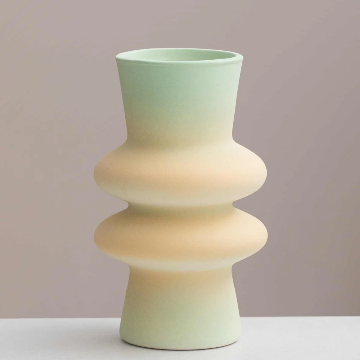 Handmade Ceramic Gradient Vase, Dopamine Geometric Matte Flower Vessels - Image 9